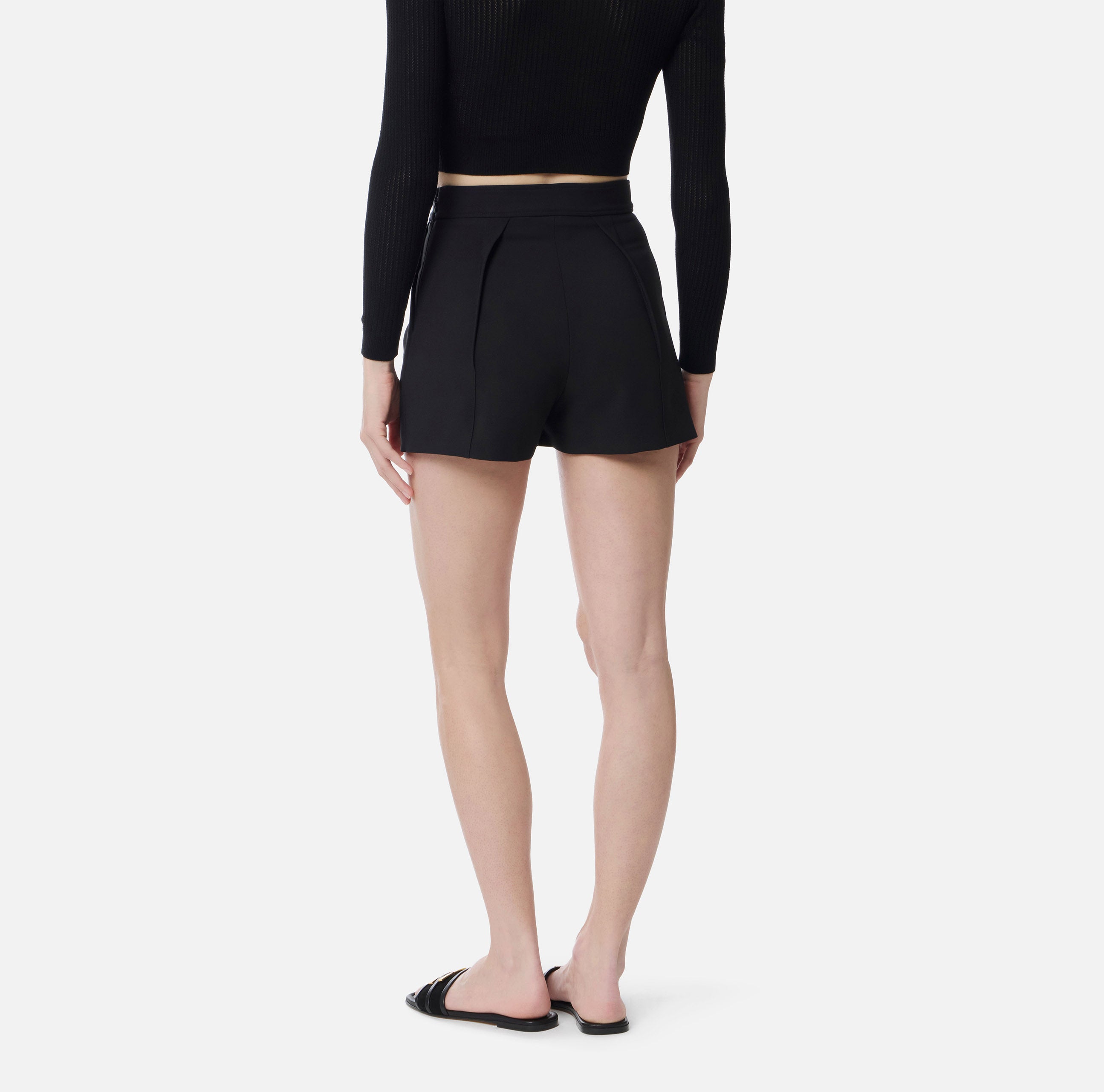 ELISABETTA FRANCHI Shorts crêpe Pinces-Nero