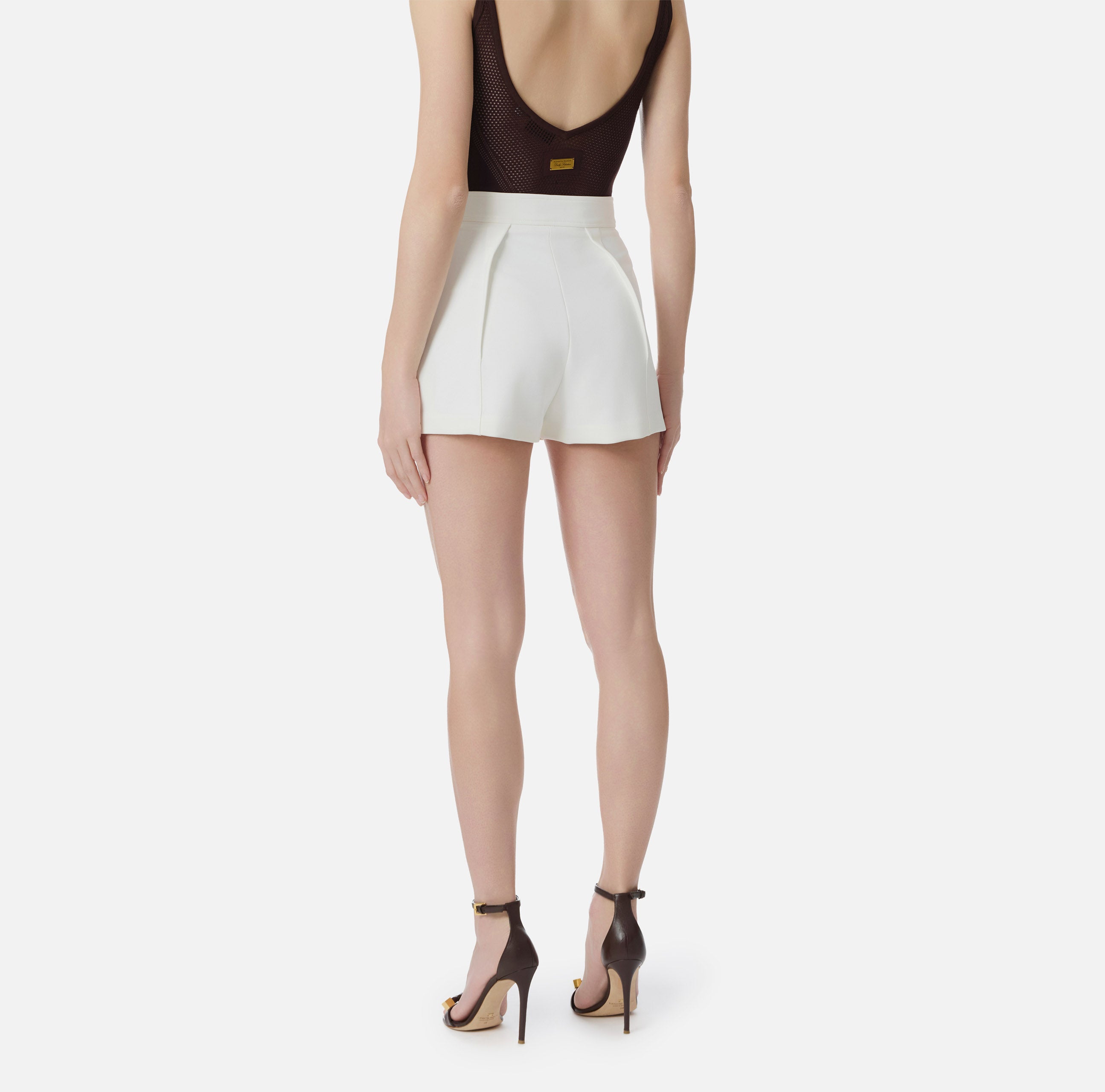 ELISABETTA FRANCHI Shorts crêpe Pinces-Avorio