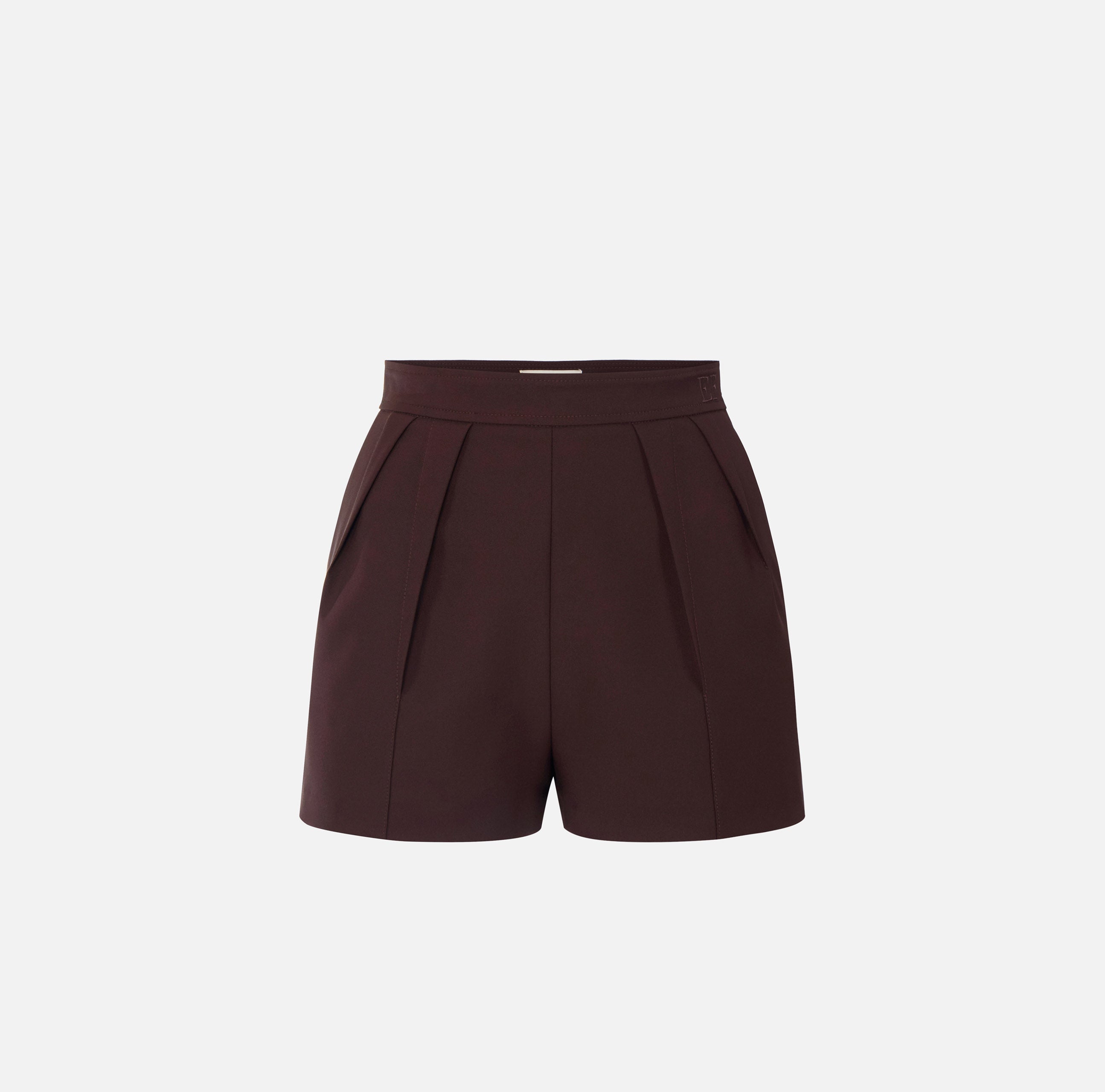ELISABETTA FRANCHI Shorts crêpe Pinces-Cacao