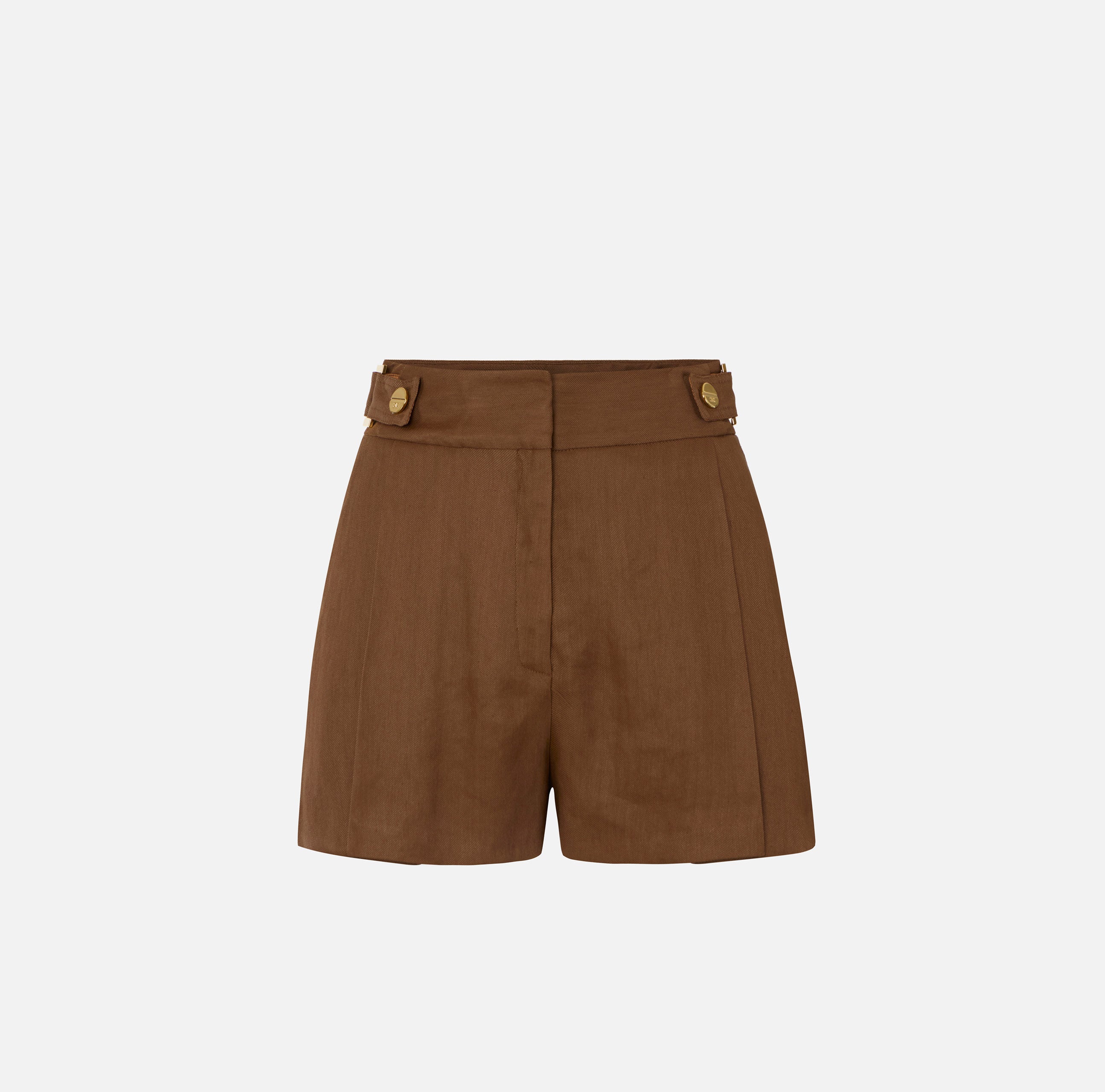 ELISABETTA FRANCHI Shorts Lino Viscosa Cinturini-Cuoio