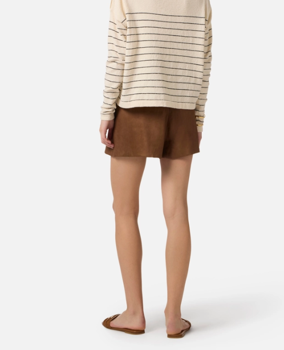 ELISABETTA FRANCHI Shorts Lino Viscosa Cinturini-Cuoio