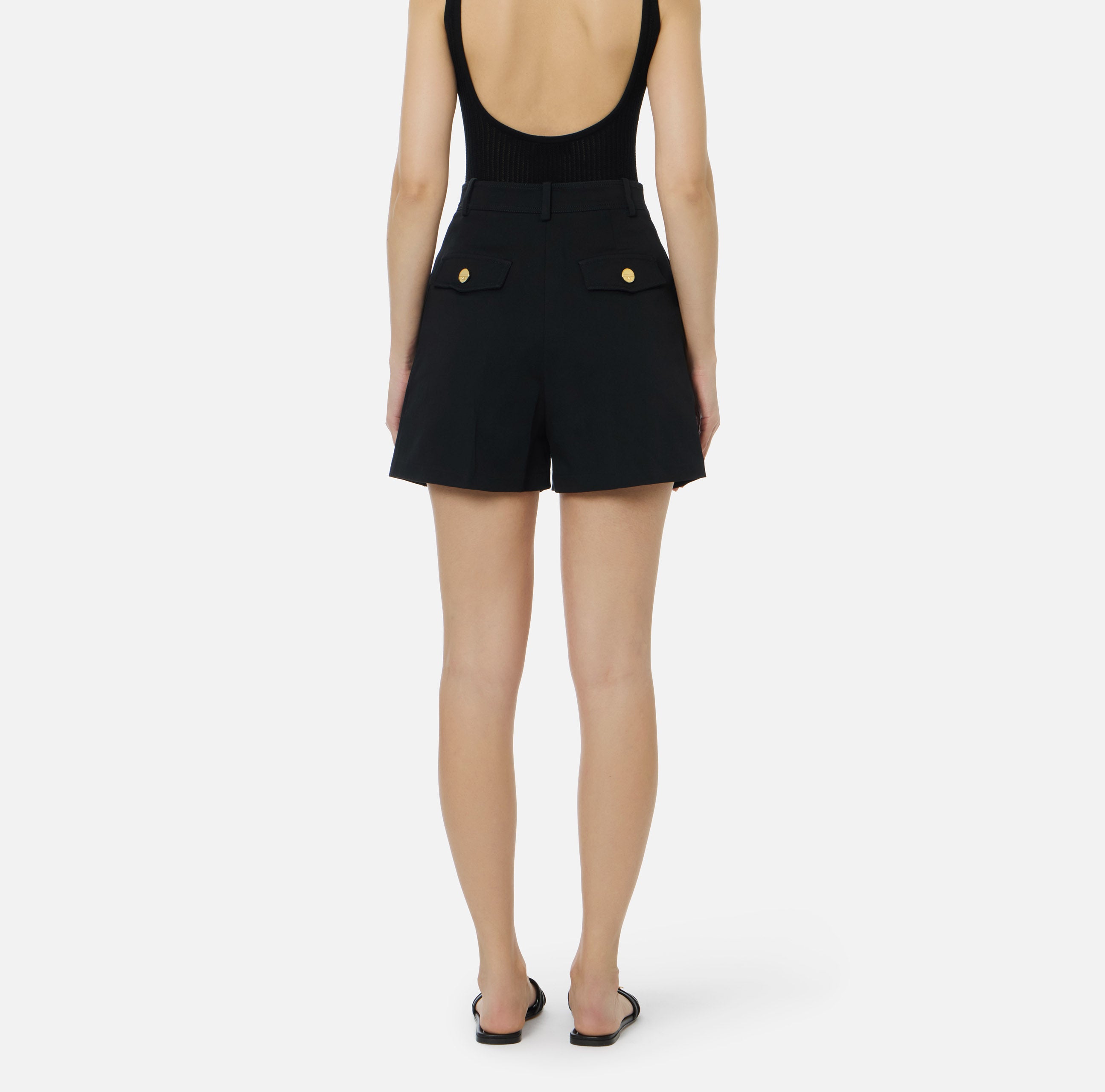ELISABETTA FRANCHI Shorts Gabardina Cotone-Nero