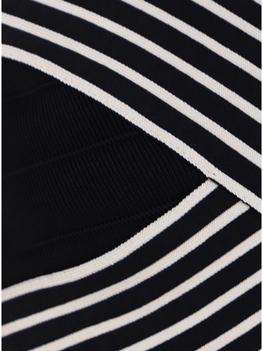 ELISABETTA FRANCHI Top Maglia Viscosa Bande Righe-Nero/Burro