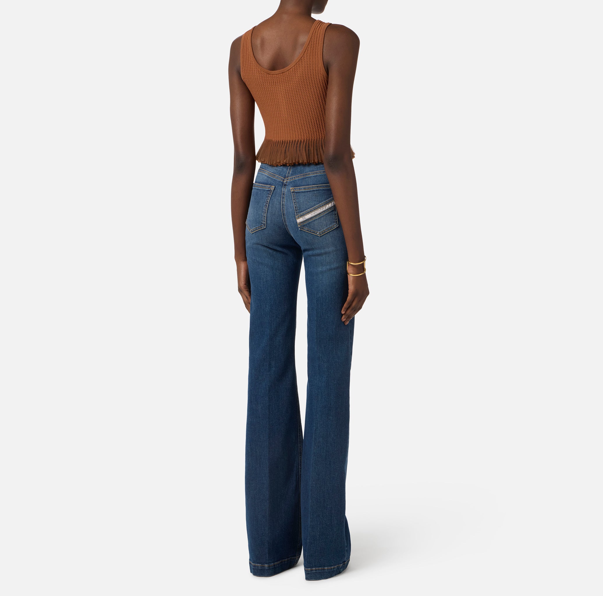 ELISABETTA FRANCHI Top Maglia à Jour-Cuoio