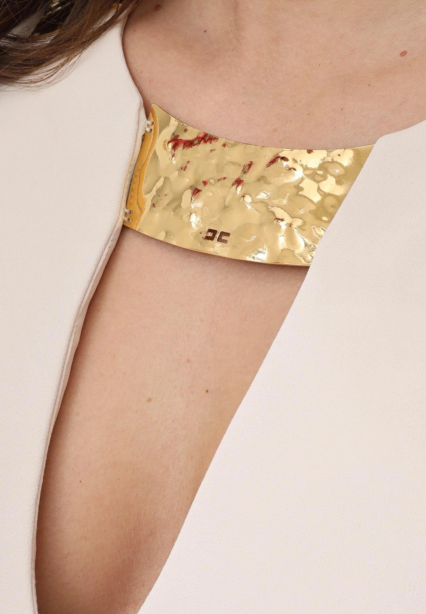 ELISABETTA FRANCHI Top doppio crêpe Placche-Burro