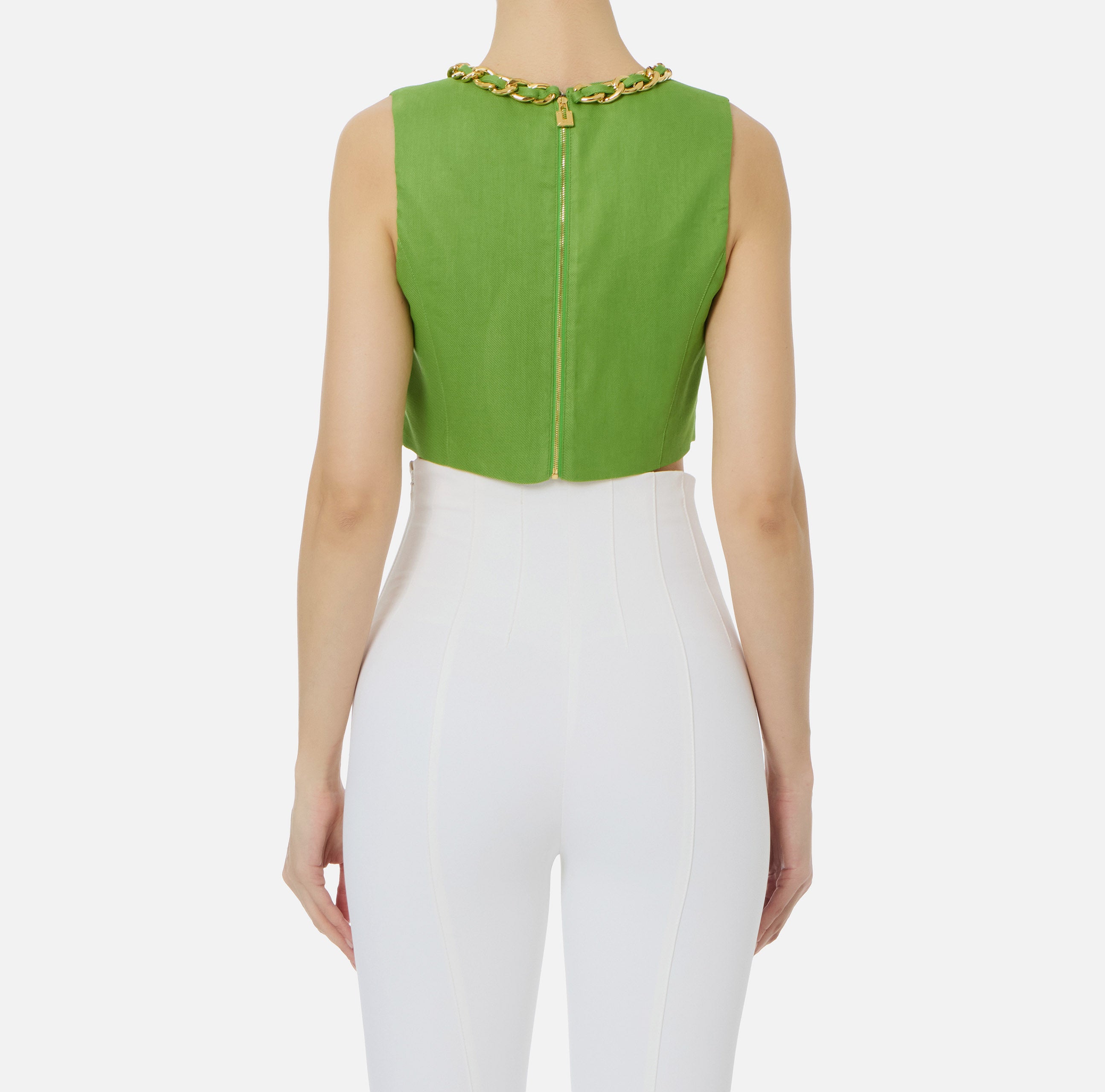 ELISABETTA FRANCHI Top Lino Viscosa Catena-Aloe