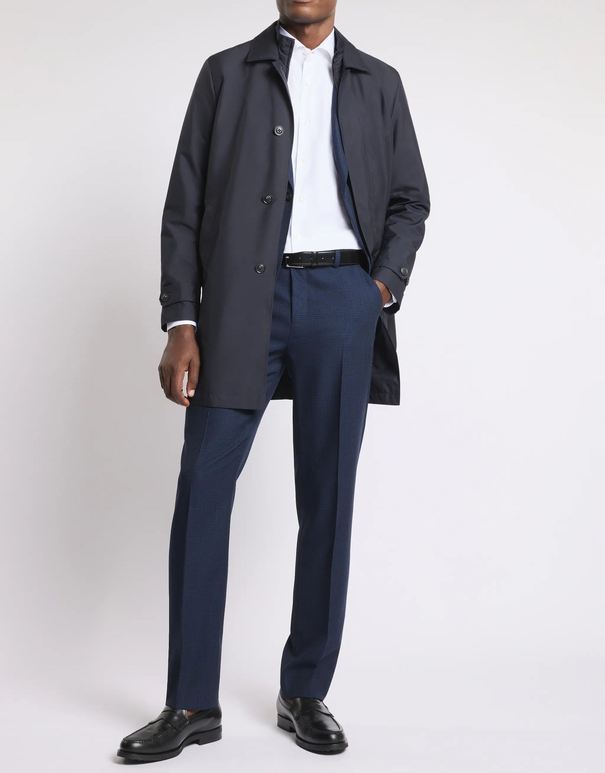 FAY Cappotto Uomo Morning Coat Popeline Tecnico-Blu