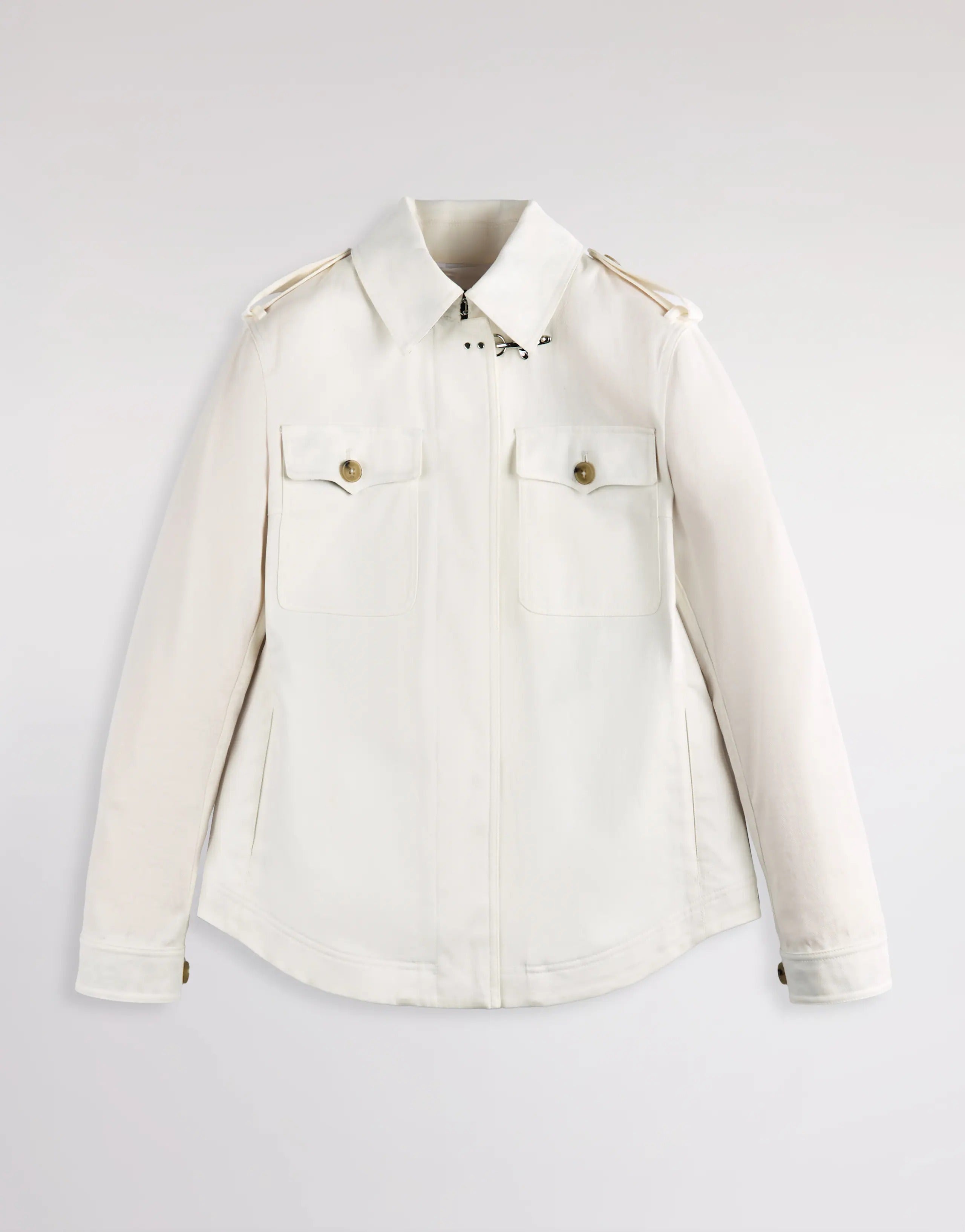 FAY GIACCA CAMICIA Donna Drill di Cotone-Panna