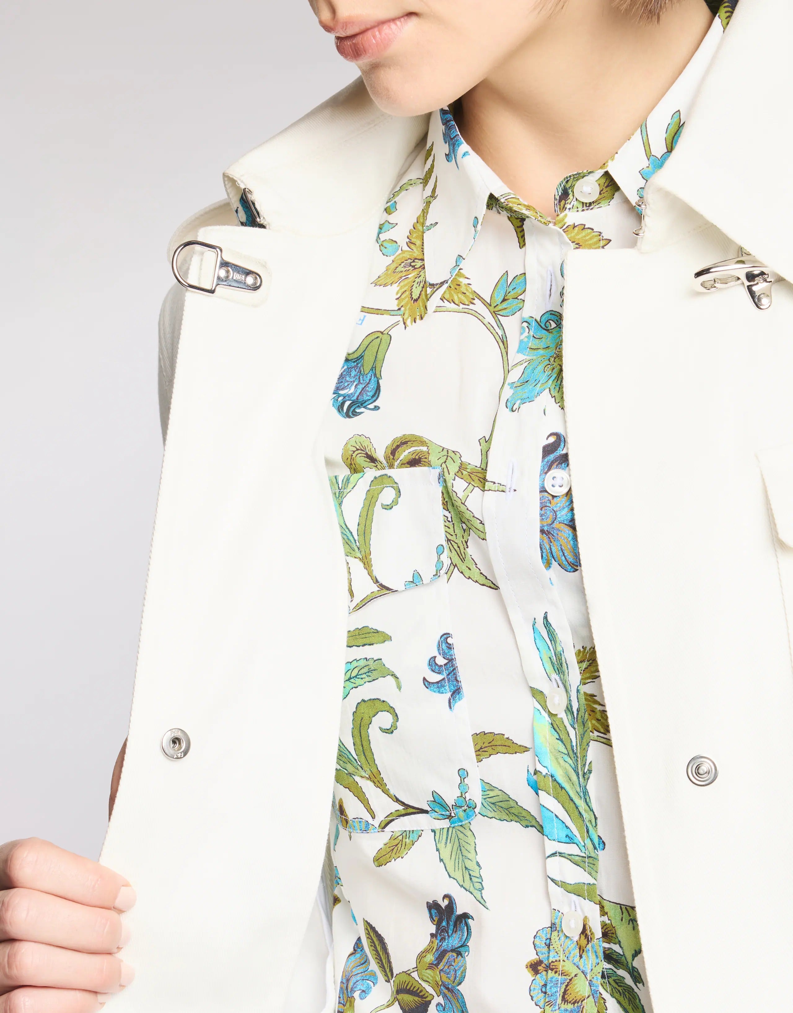 FAY GIACCA CAMICIA Donna Drill di Cotone-Panna