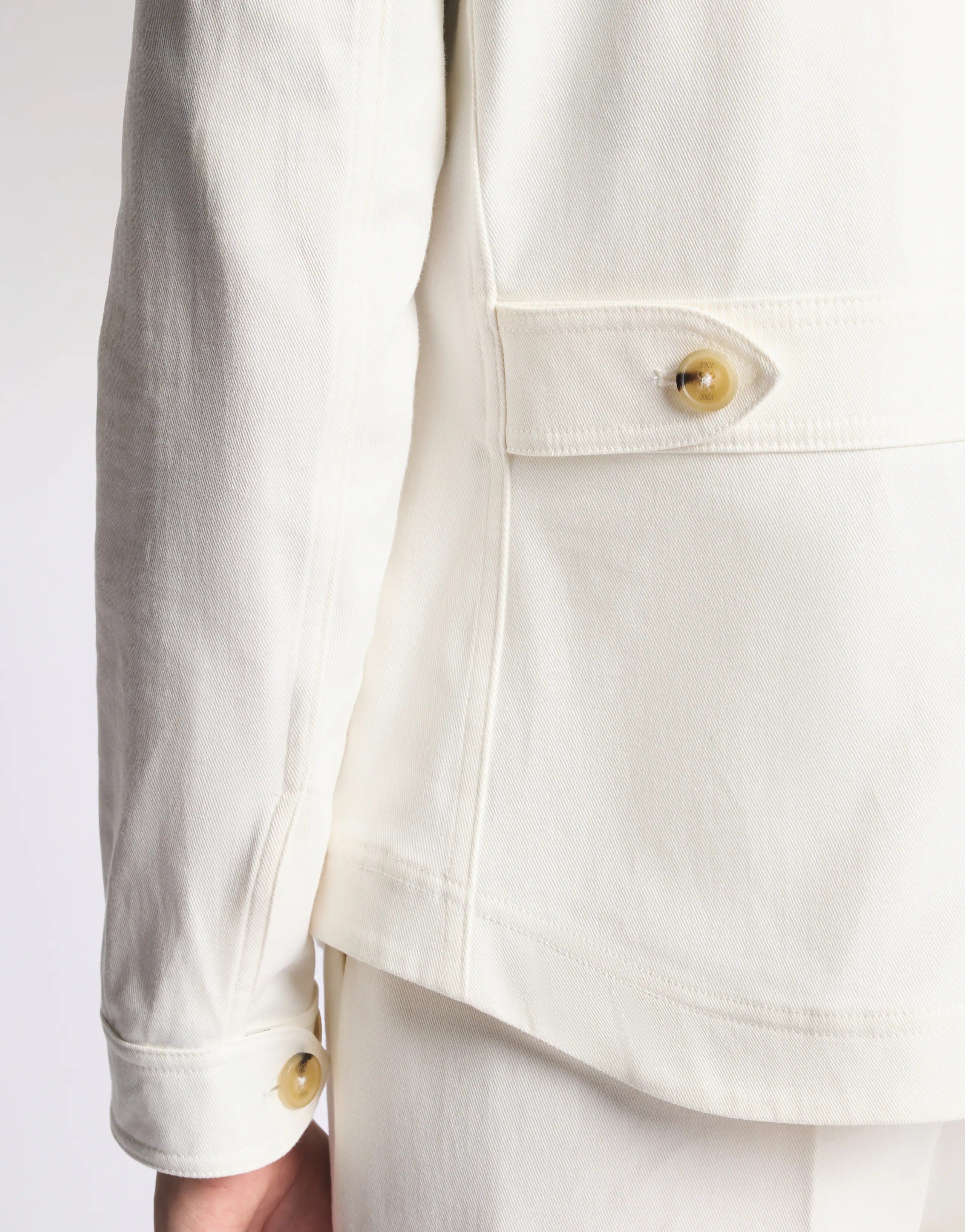 FAY GIACCA CAMICIA Donna Drill di Cotone-Panna