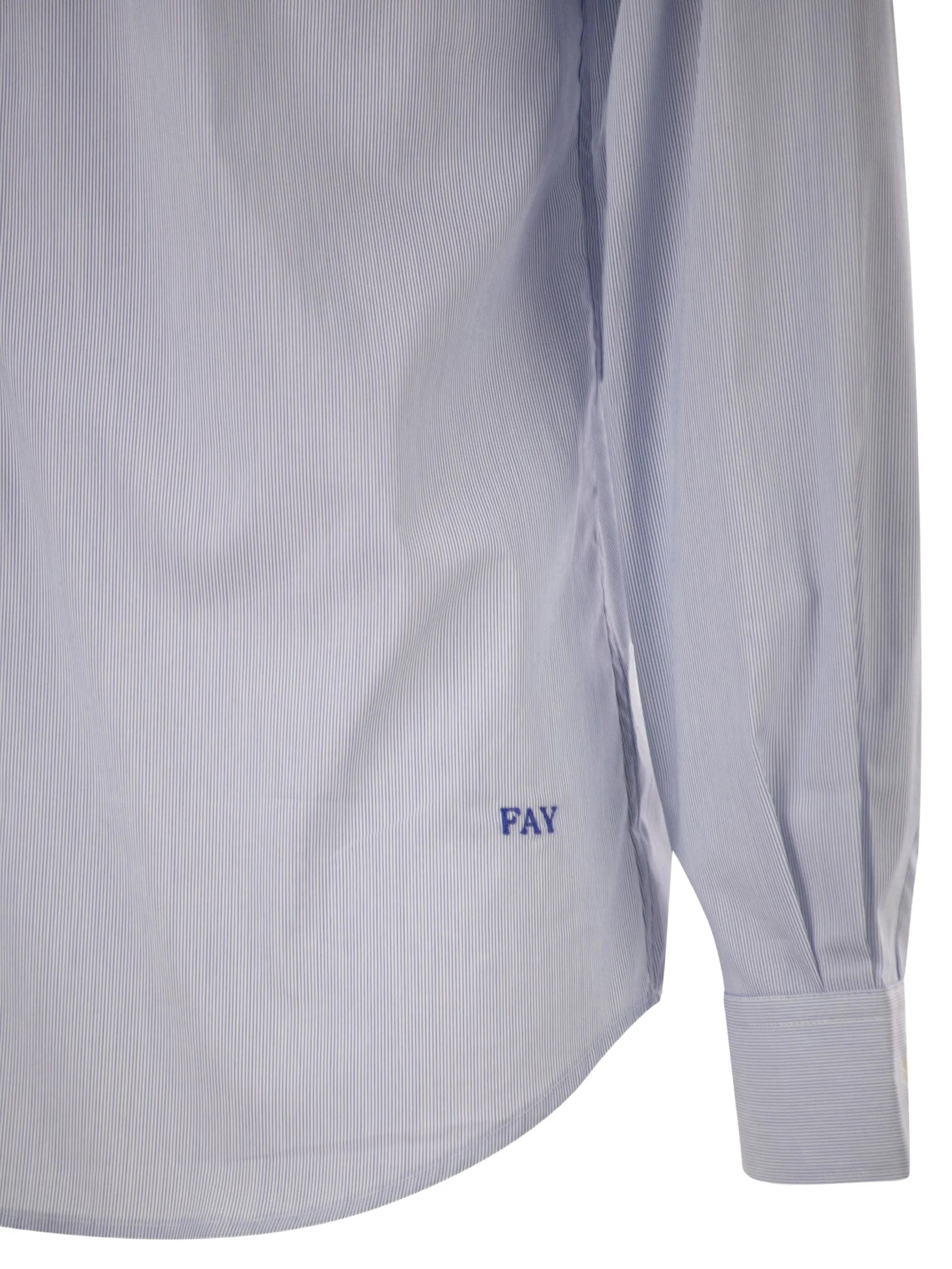 FAY Camicia Uomo Jersey Cotone Ricamo Logo Regular-Righe Blu/Bianco