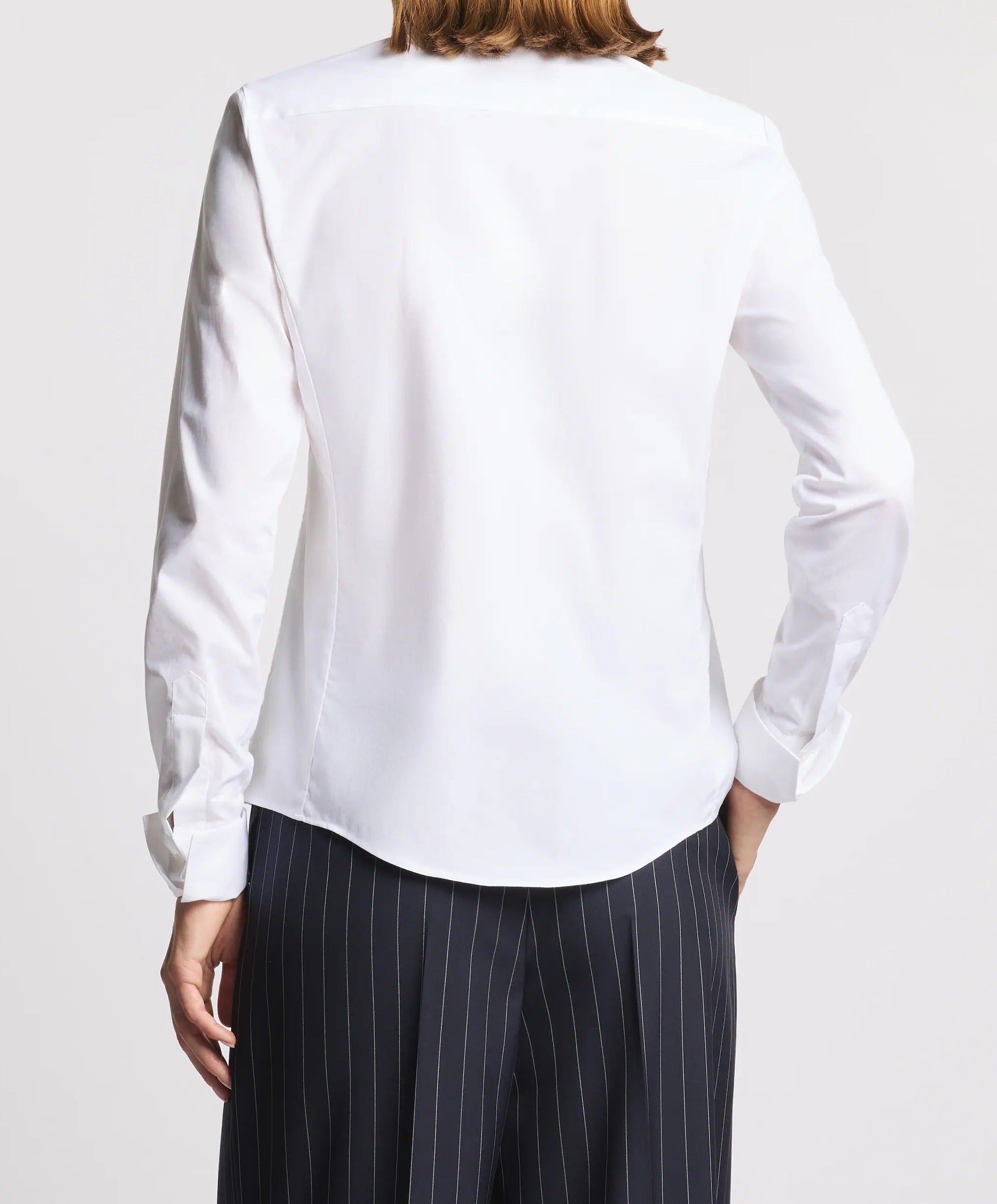 FAY Camicia Donna Popeline Cotone Ricamo Logo Slim-Bianco