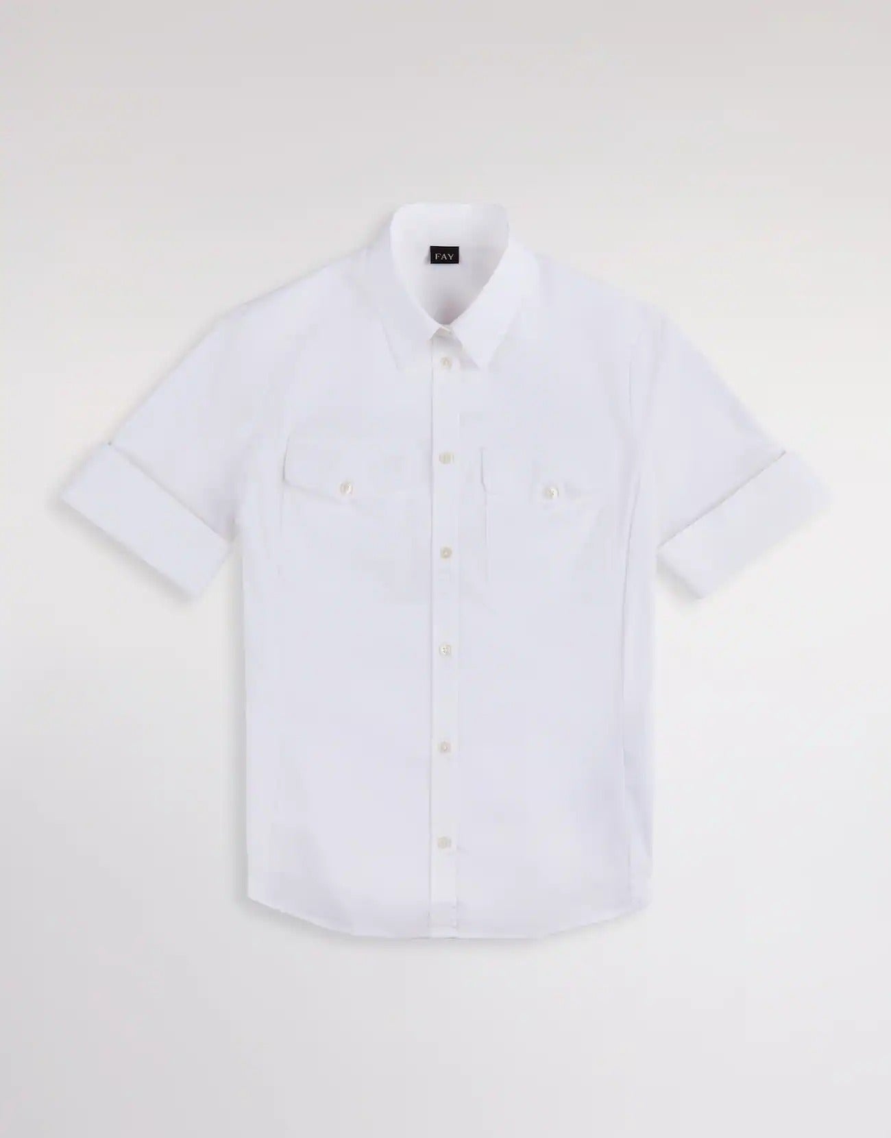 FAY Camicia Donna Popeline Cotone Ricamo Logo-Bianco