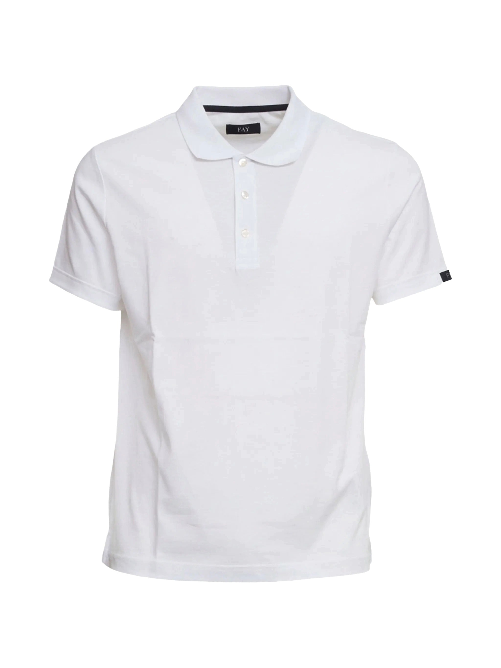 FAY Polo Uomo Blue Tag Jersey Cotone-Bianco