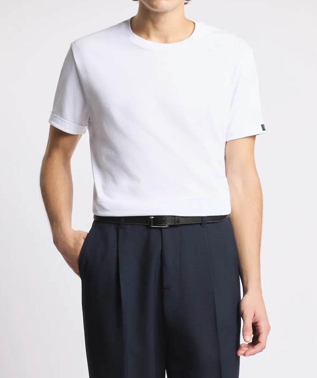 FAY T-Shirt Uomo Jersey Cotone Label Logo-Bianco