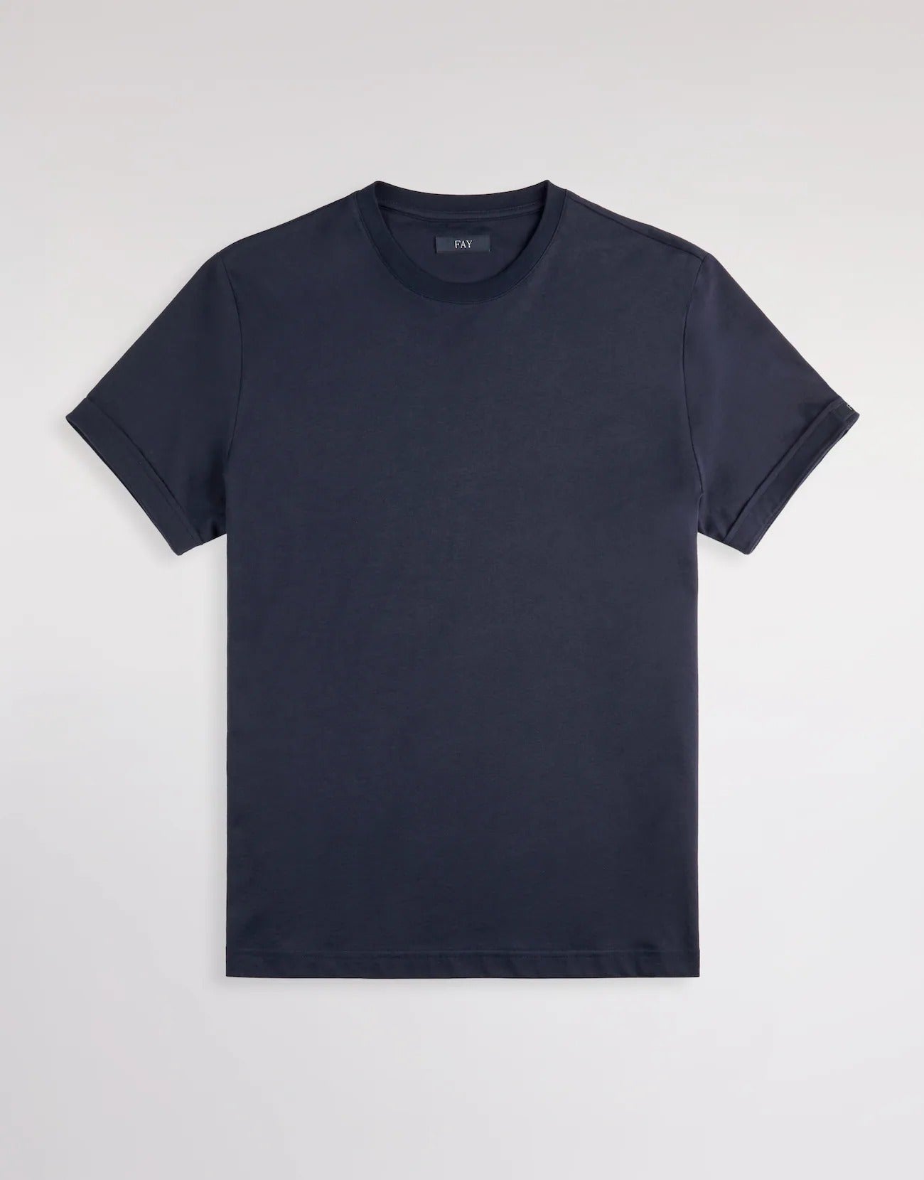 FAY T-Shirt Uomo Jersey Cotone Label Logo-Blu