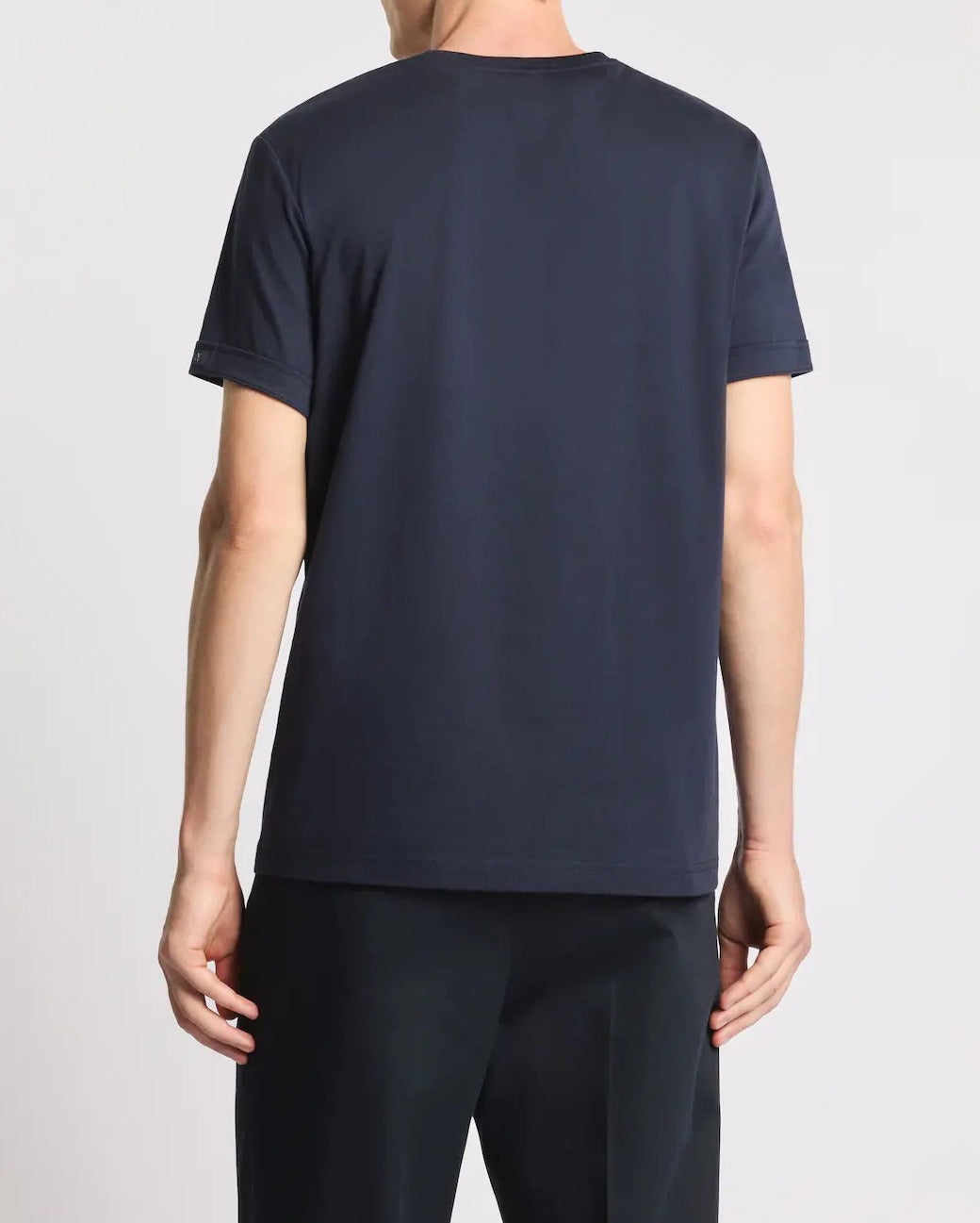 FAY T-Shirt Uomo Jersey Cotone Label Logo-Blu
