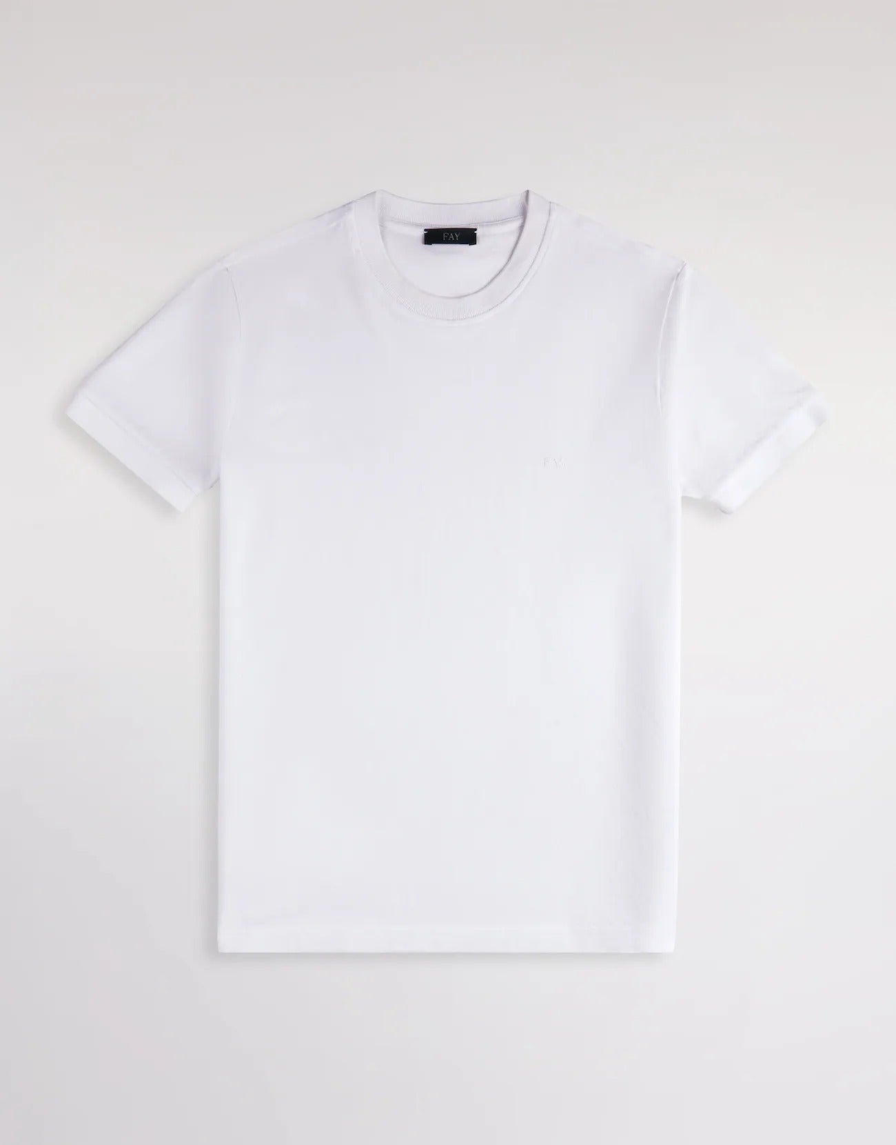 FAY T-Shirt Uomo Piquet Cotone Ricamo Logo-Bianco