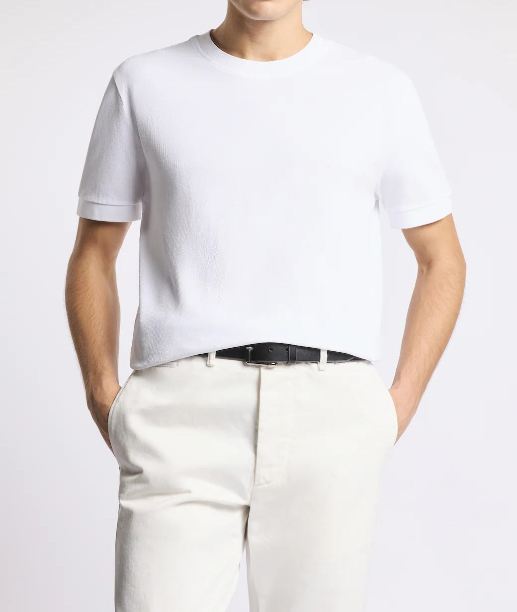 FAY T-Shirt Uomo Piquet Cotone Ricamo Logo-Bianco