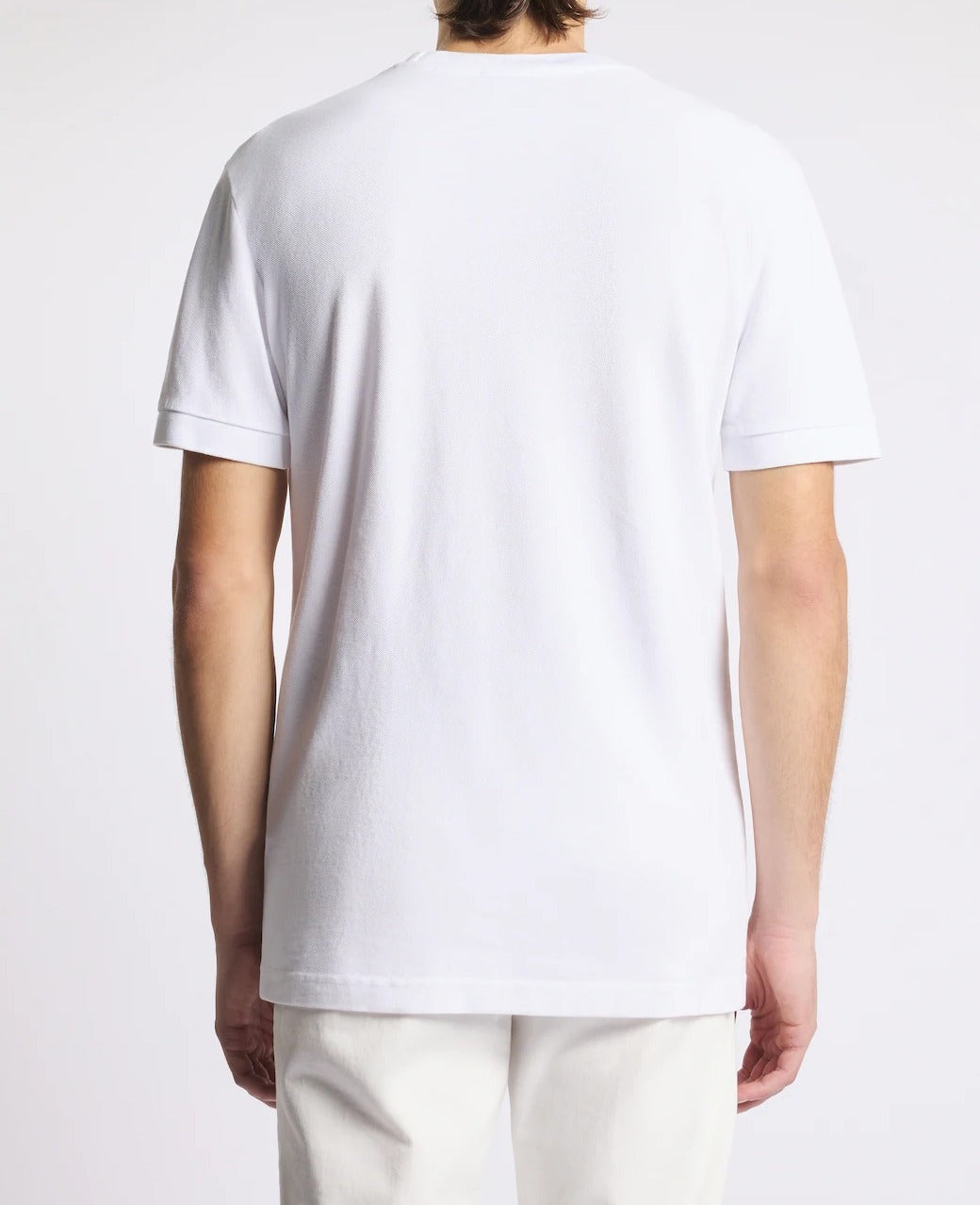 FAY T-Shirt Uomo Piquet Cotone Ricamo Logo-Bianco