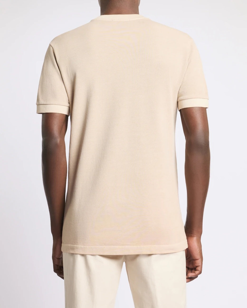 FAY T-Shirt Uomo Piquet Cotone Ricamo Logo-Beige