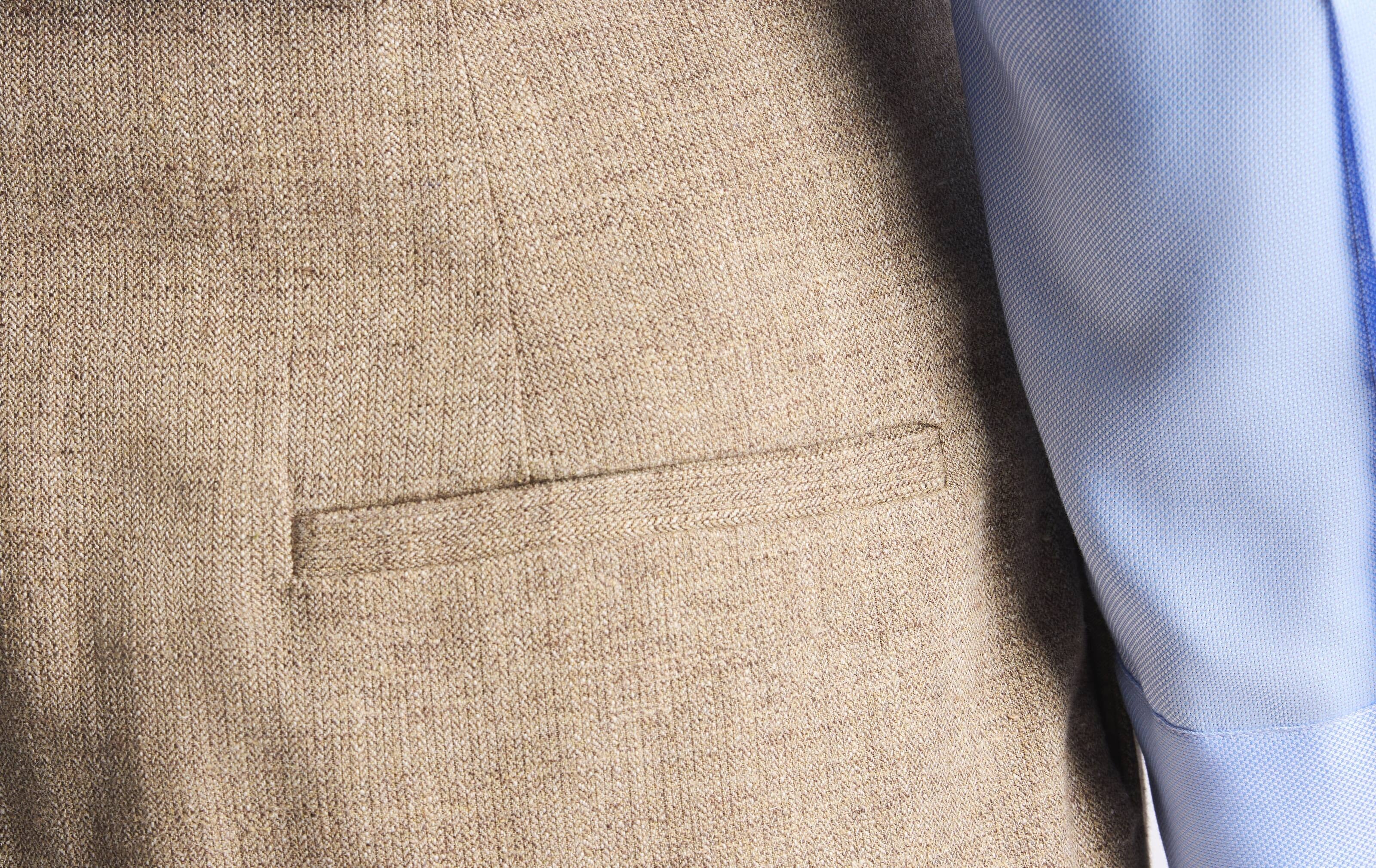 FAY Pantalone Donna Micro-Herringbone Cotone Lino-Beige