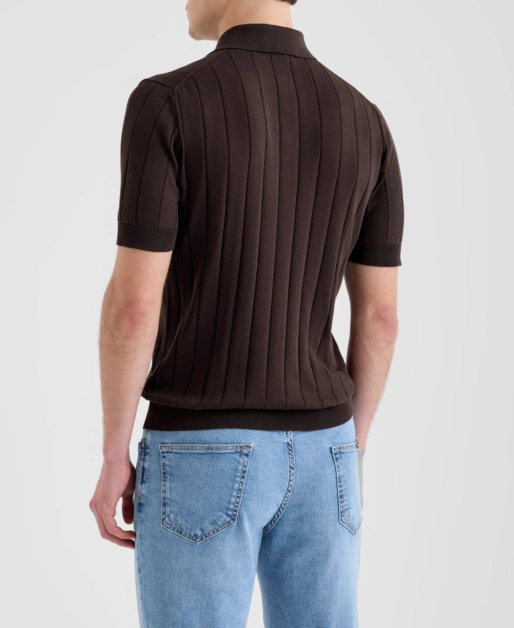FILIPPO DE LAURENTIIS Polo Uomo Cotone Crêpe Coste-Marrone