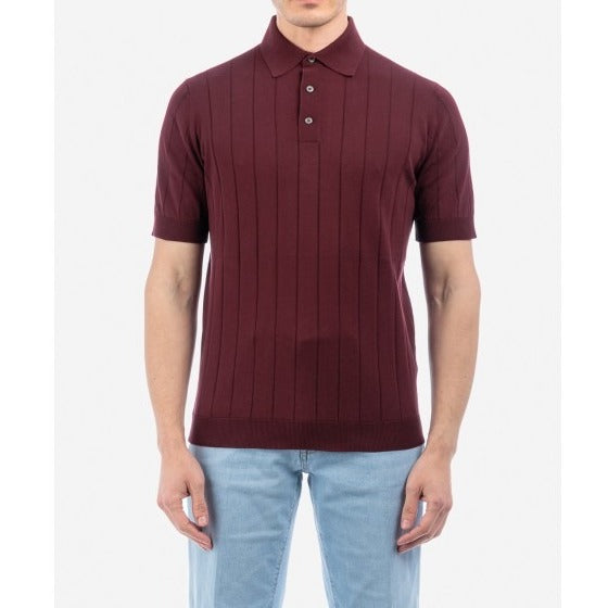 FILIPPO DE LAURENTIIS Polo Uomo Cotone Crêpe Coste-Bordeaux