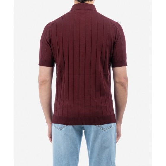 FILIPPO DE LAURENTIIS Polo Uomo Cotone Crêpe Coste-Bordeaux