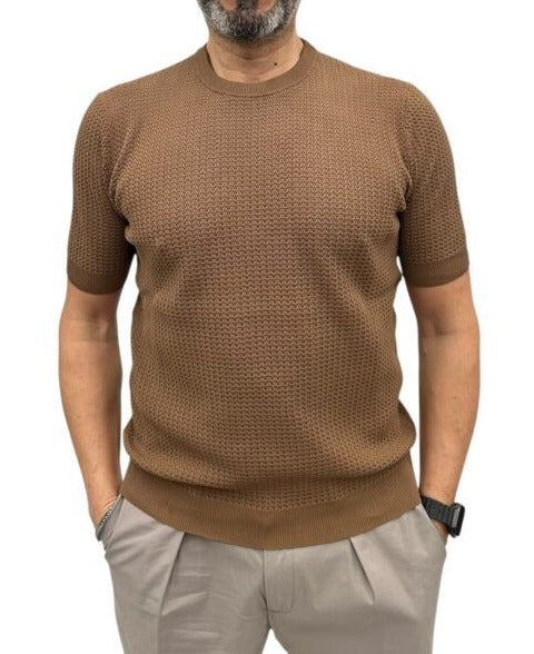FILIPPO DE LAURENTIIS Maglia Uomo Cotone Crêpe Motivo Intrecciato-Coloniale