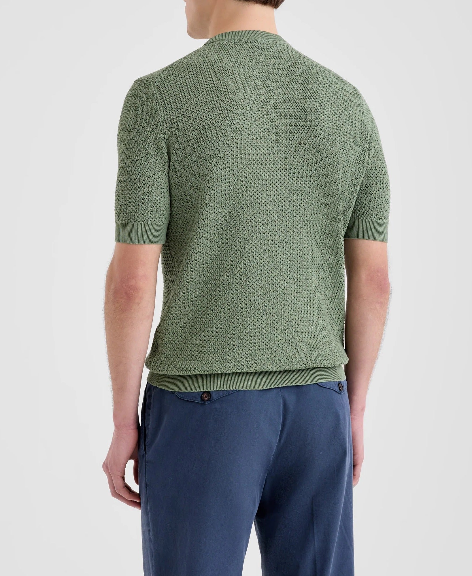 FILIPPO DE LAURENTIIS Maglia Uomo Cotone Crêpe Motivo Intrecciato-Salvia