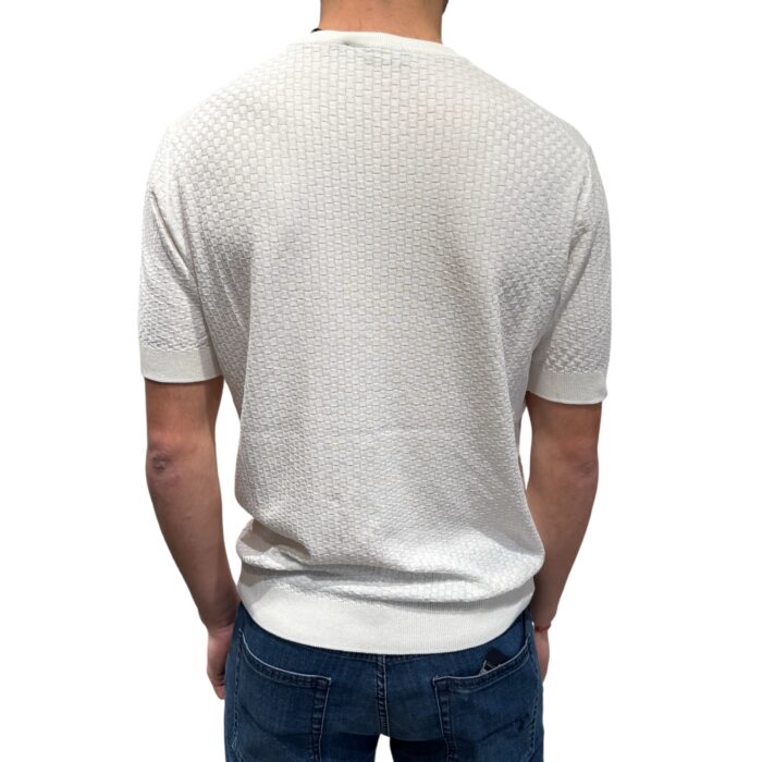 FILIPPO DE LAURENTIIS Maglia Uomo Cotone Crêpe Punto Quadretto-Latte