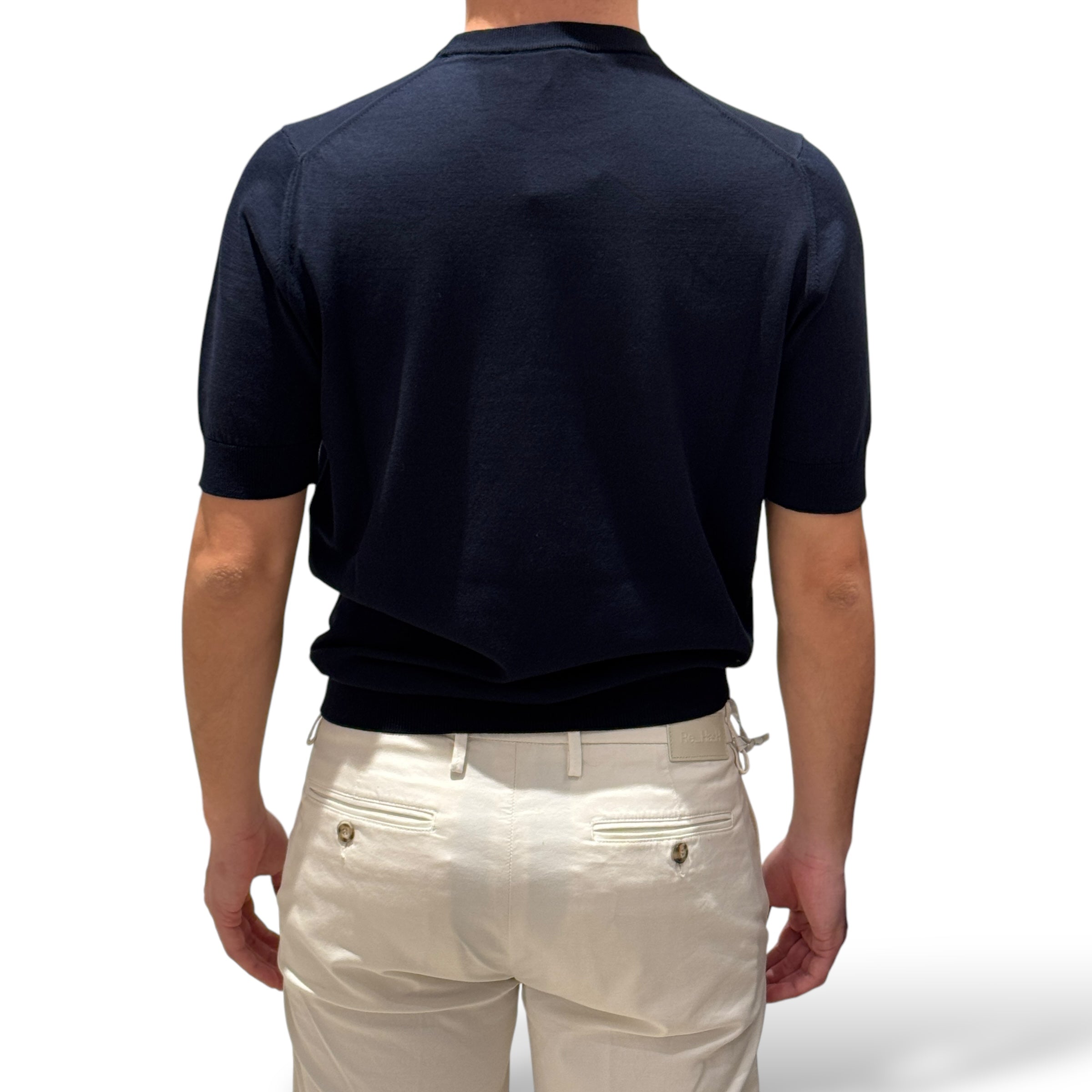 FILIPPO DE LAURENTIIS Maglia Uomo Cotone Crêpe Elastico in Vita-Navy