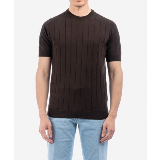 FILIPPO DE LAURENTIIS Maglia Uomo Cotone Crêpe Coste-Marrone