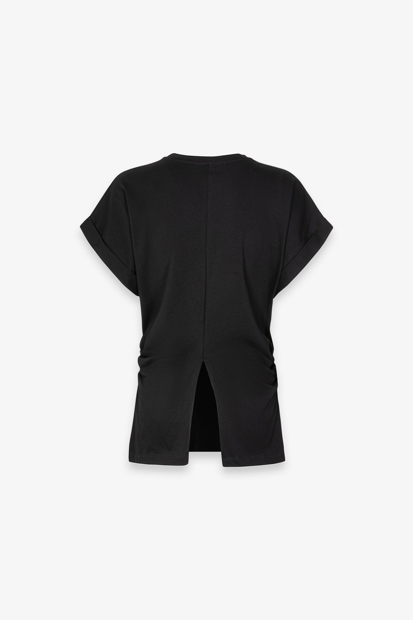 GAELLE PARIS T-Shirt Donna Spacco sul Retro Logo Strass-Nero