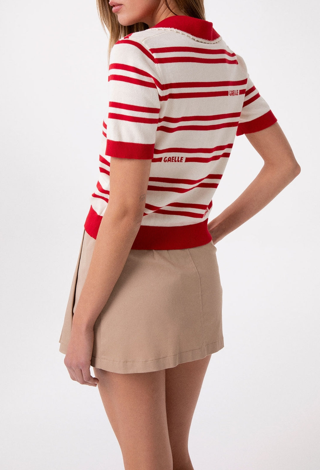 GAELLE PARIS Polo Donna Maglia Righe-Rosso