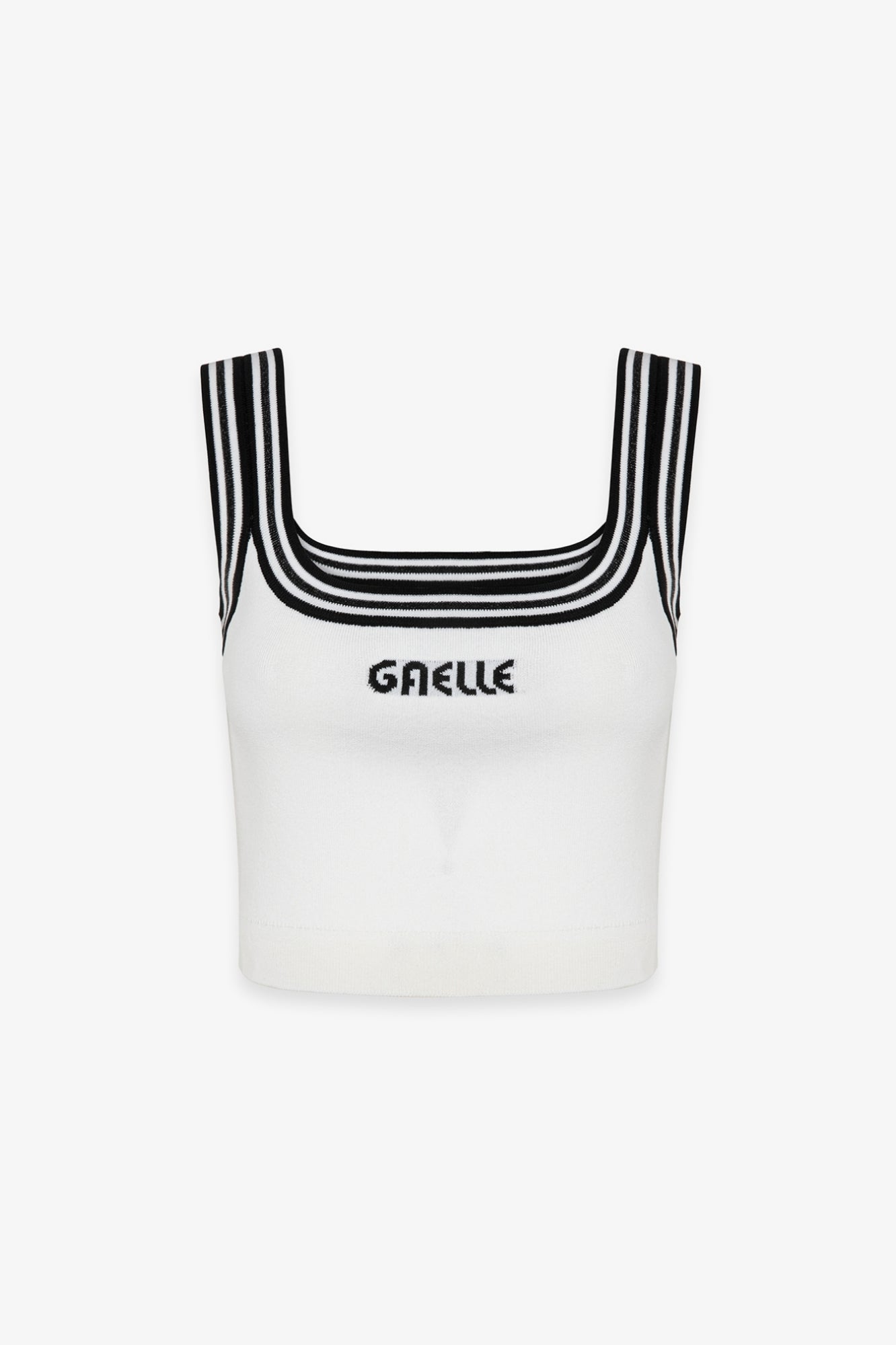 GAELLE PARIS Top Donna Cropped Dettaglio Righe-Avorio