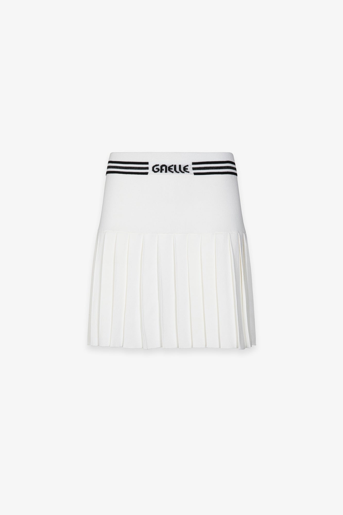 GAELLE PARIS Gonna Corta Donna Maglia Pieghe Dettaglio Righe-Avorio