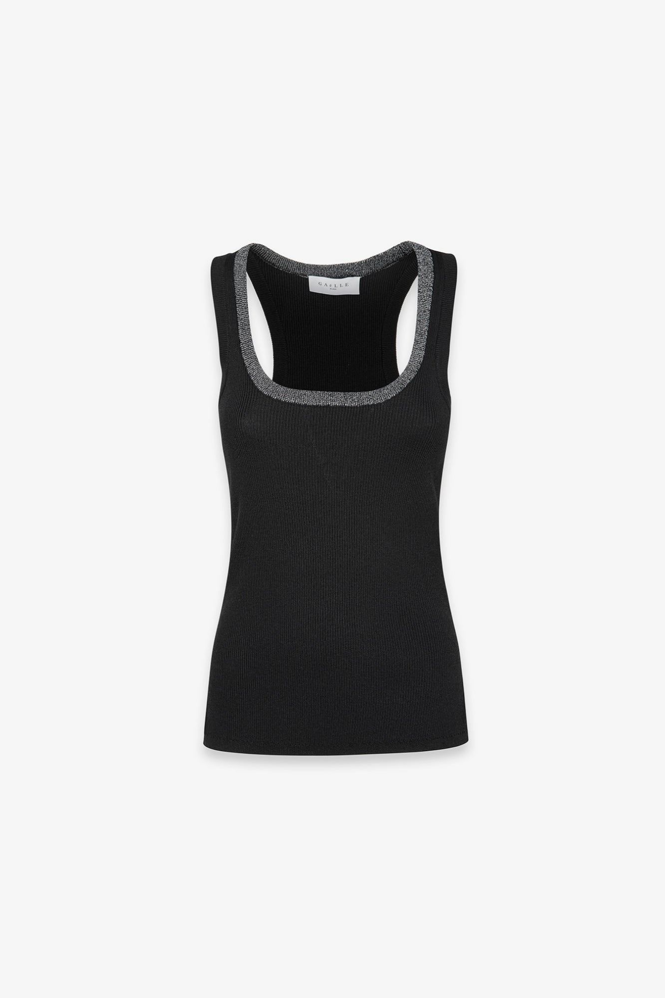 GAELLE PARIS Canotta Donna Maglia Costine Dettaglio Lurex-Nero