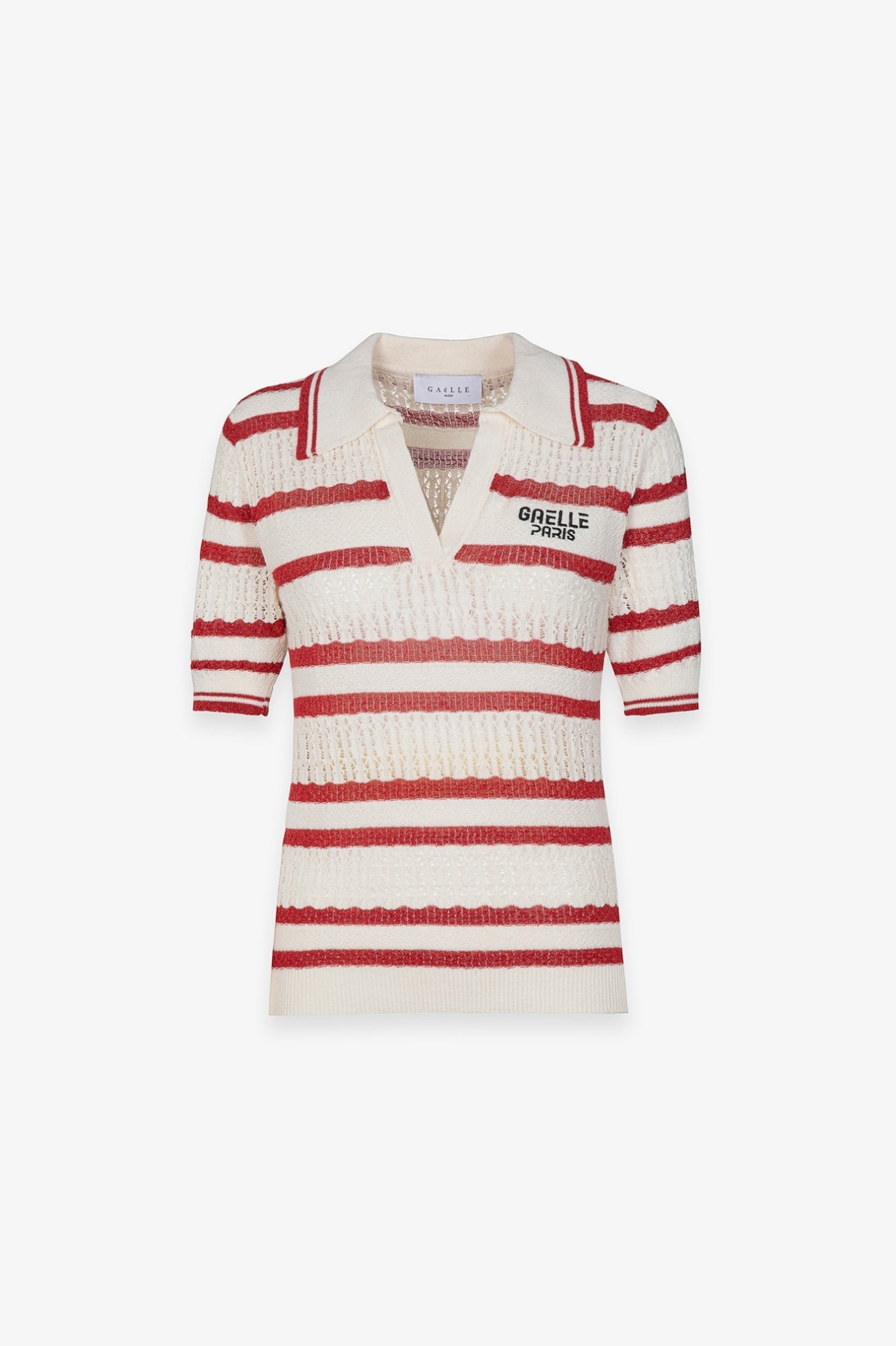 GAELLE PARIS Polo Donna Maglia Punto Moss-Rosso