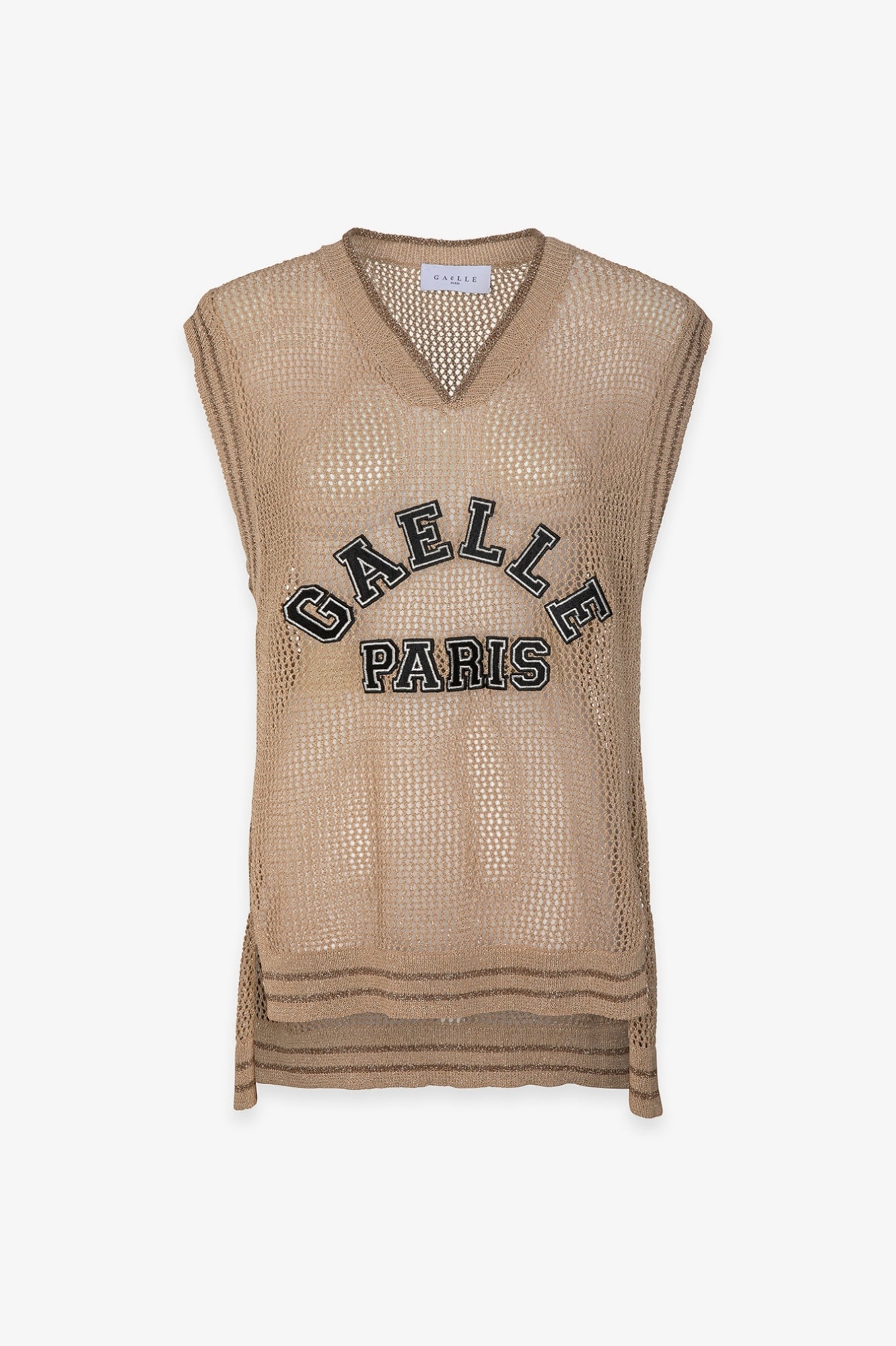 GAELLE PARIS Canotta Donna Maglia Traforata Over-Beige