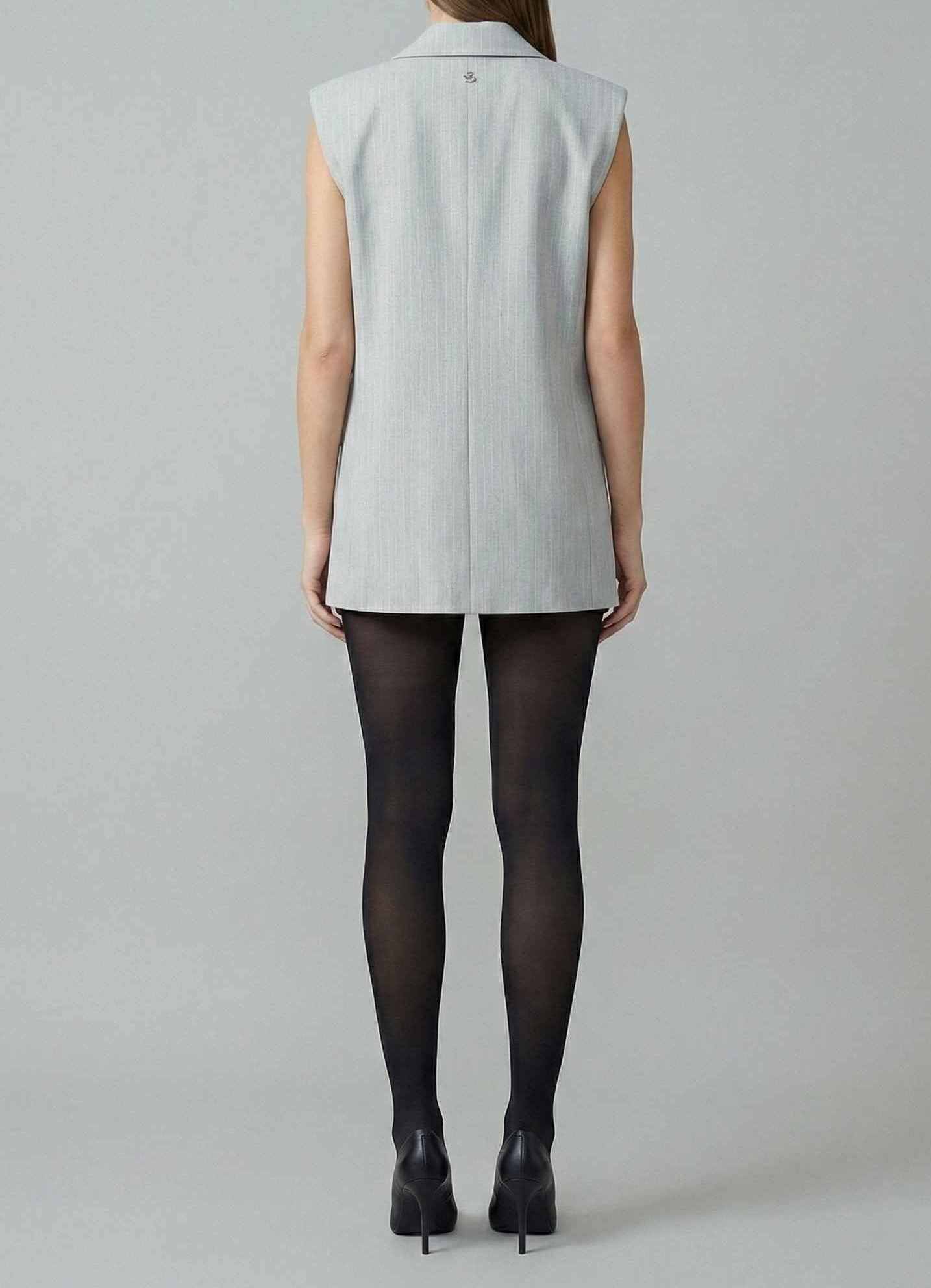 GAELLE PARIS Gilet Donna Monopetto Gessato-Grigio
