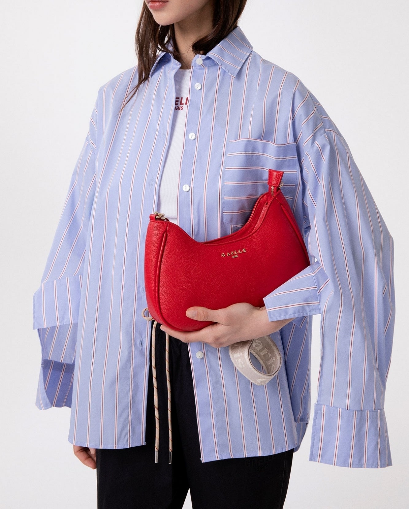 GAELLE PARIS Camicia Donna Over Righe-Azzurro