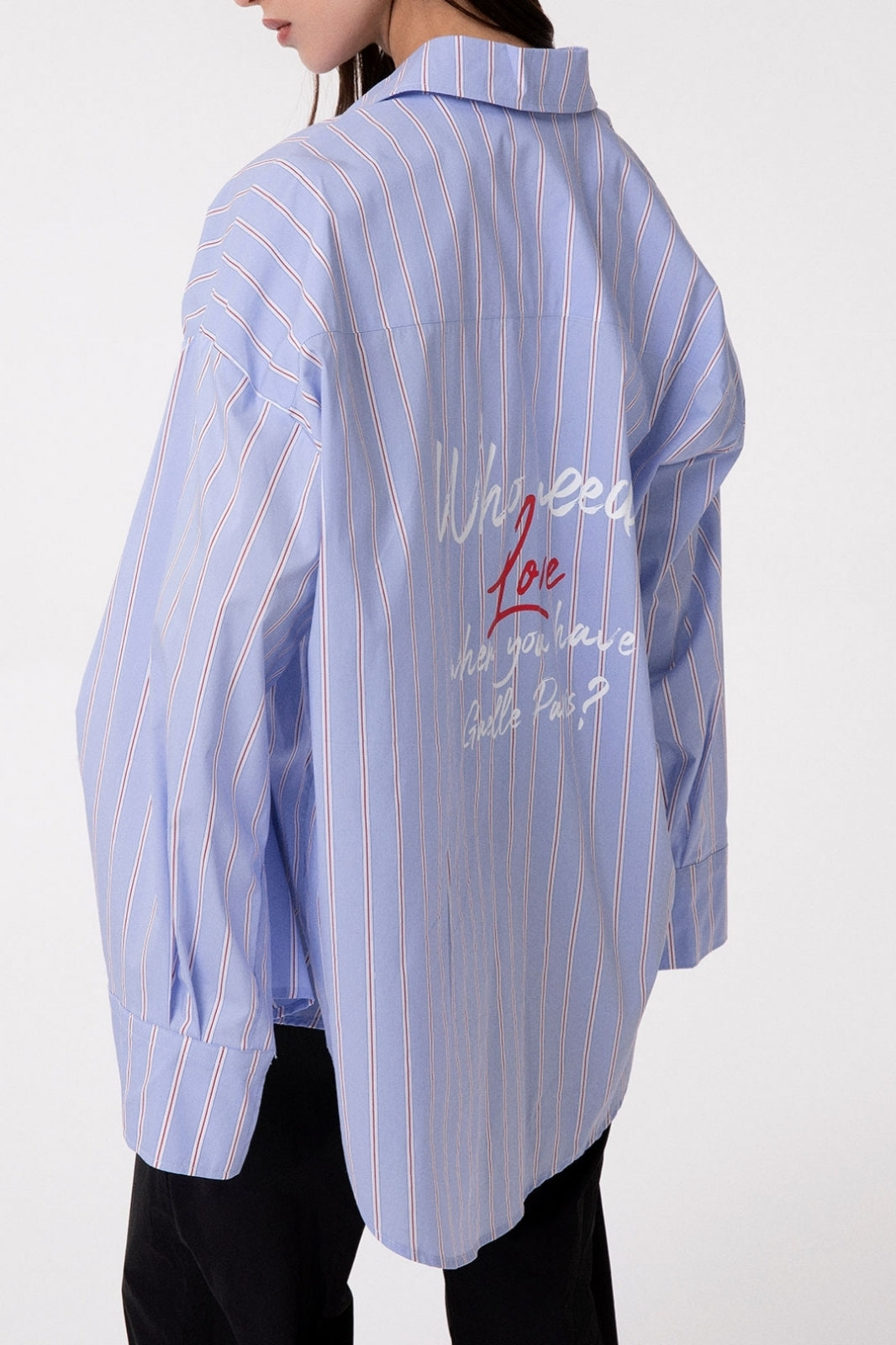 GAELLE PARIS Camicia Donna Over Righe-Azzurro
