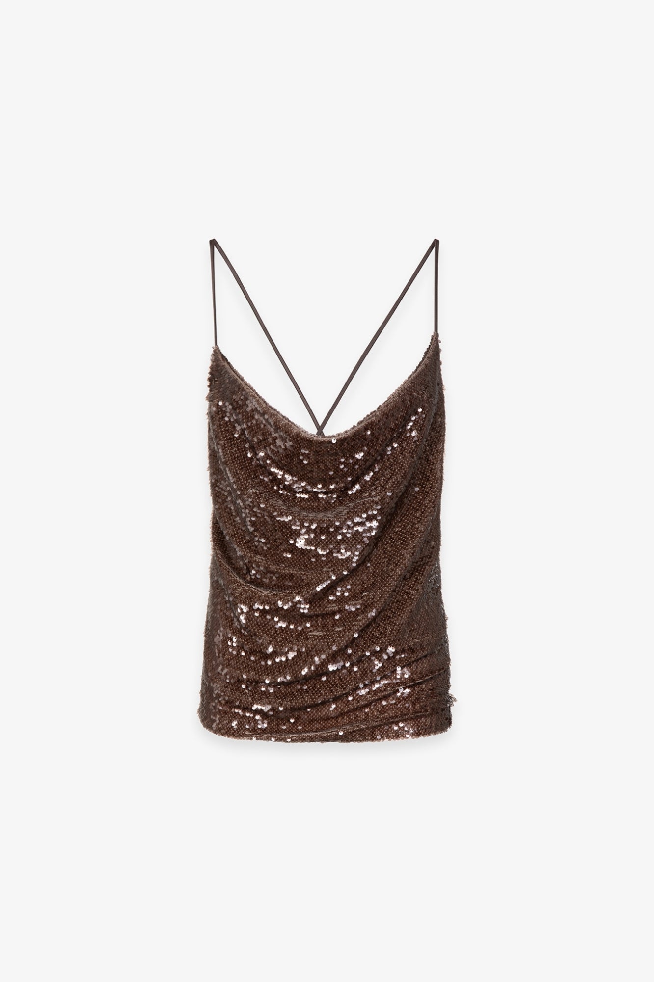 GAELLE PARIS Top Donna Paillettes-Moka