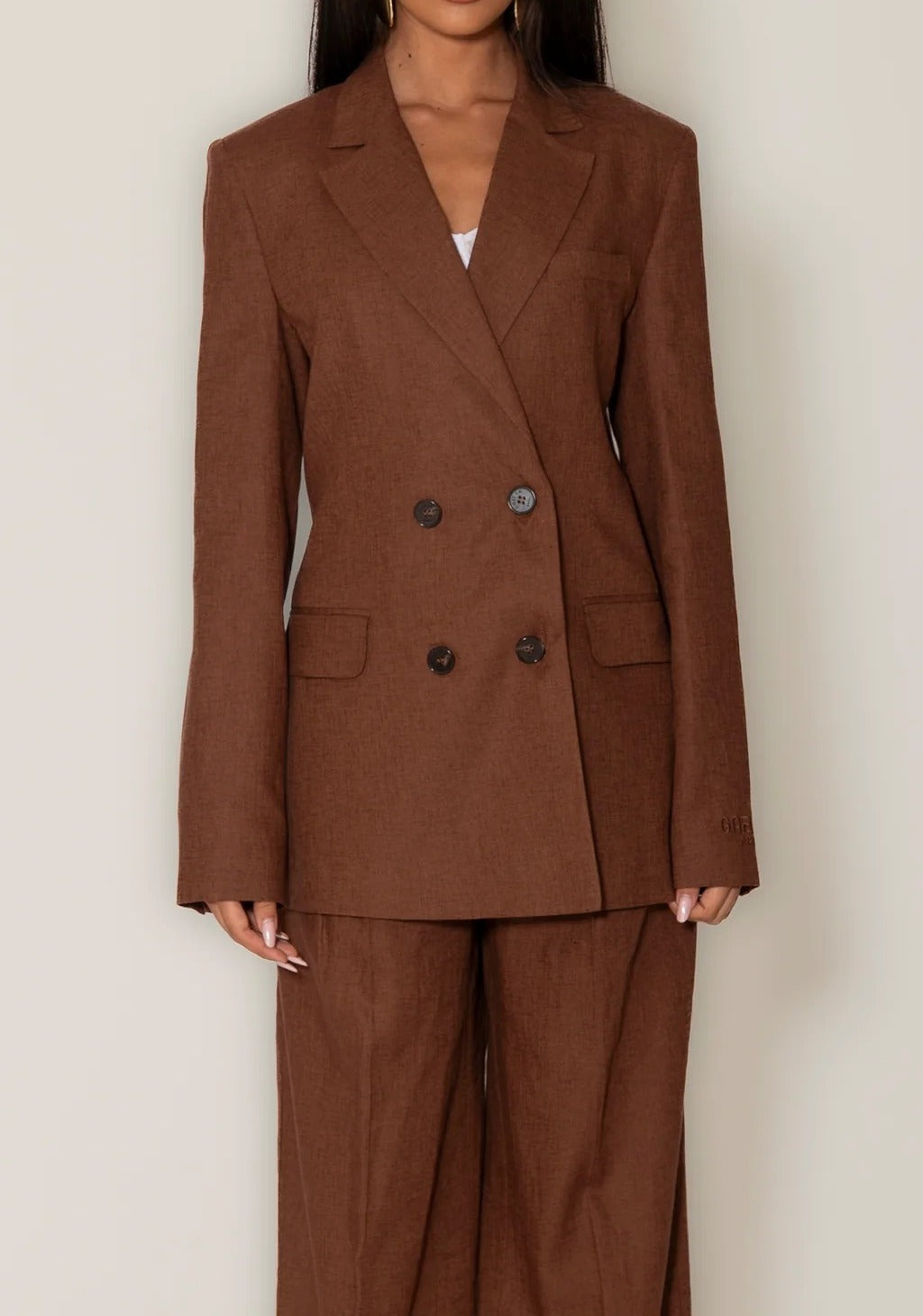 GAELLE PARIS Blazer Donna Doppiopetto Ricamo Logo-Moka