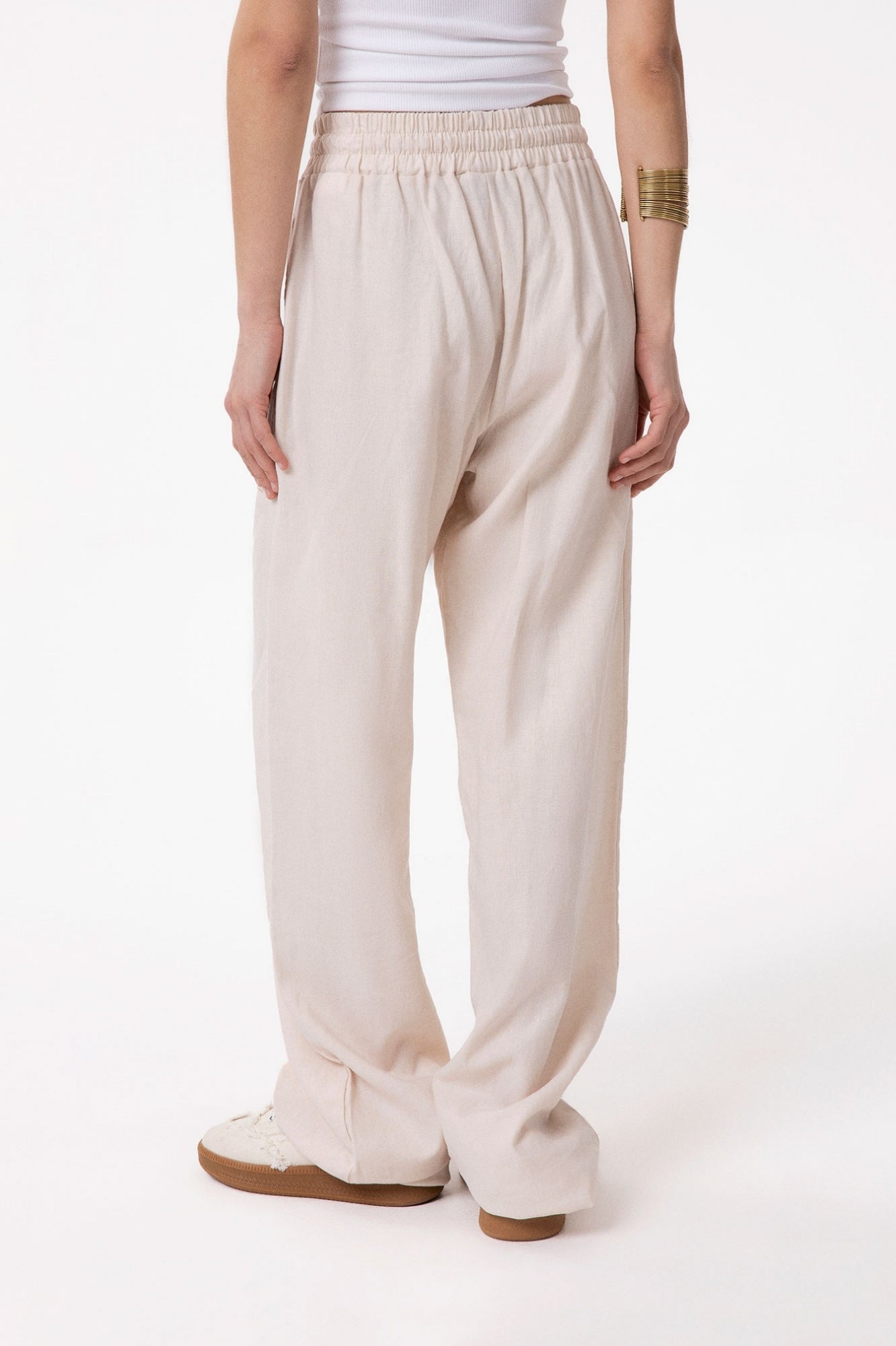 GAELLE PARIS Pantalone Donna Ricamo Logo-Avorio