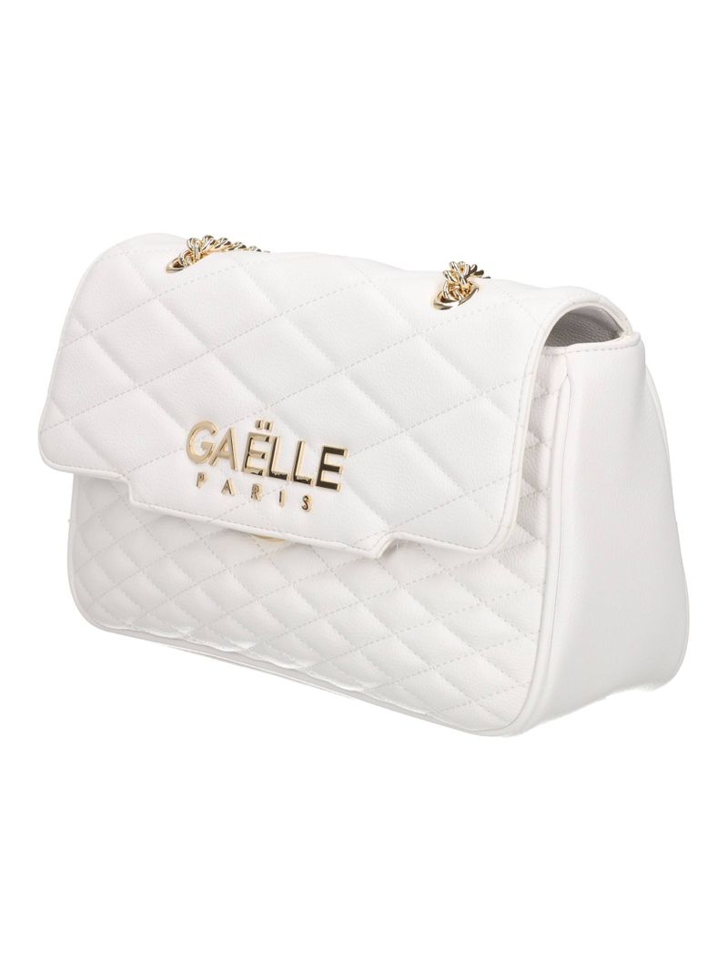 GAELLE PARIS Borsa Maxi Shoulder Strap Metal Logo-Bianco