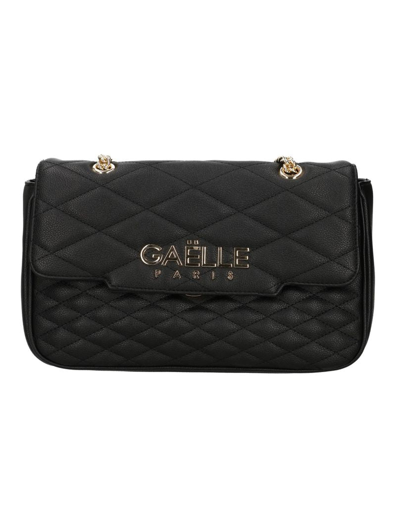 GAELLE PARIS Borsa Maxi Shoulder Strap Metal Logo-Nero