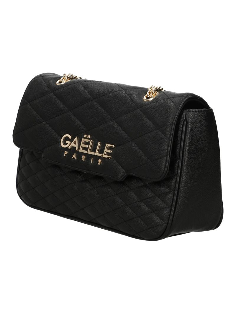 GAELLE PARIS Borsa Maxi Shoulder Strap Metal Logo-Nero